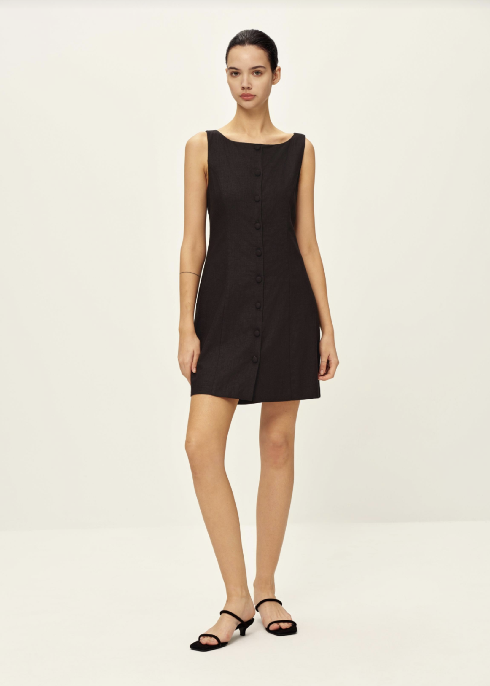 Elitaire Boutique Black Button Up Mini Dress