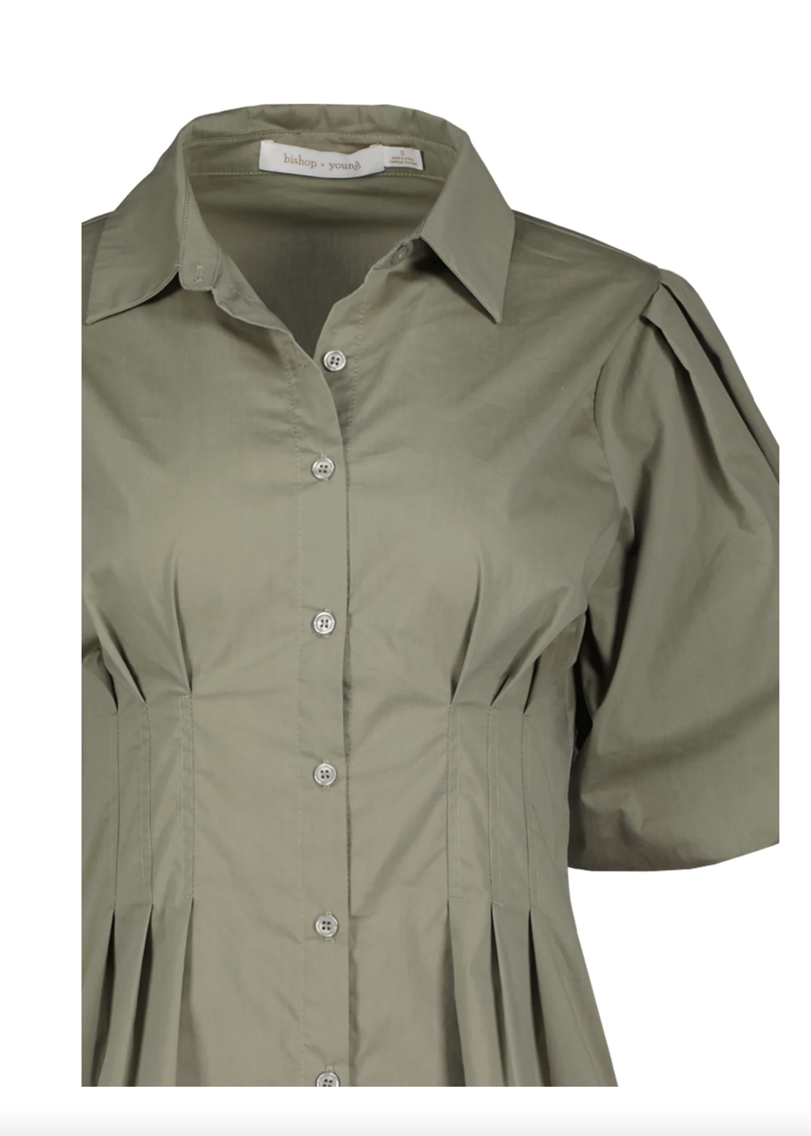 Elitaire Boutique Jackie Bubble Sleeve Dress in Olive