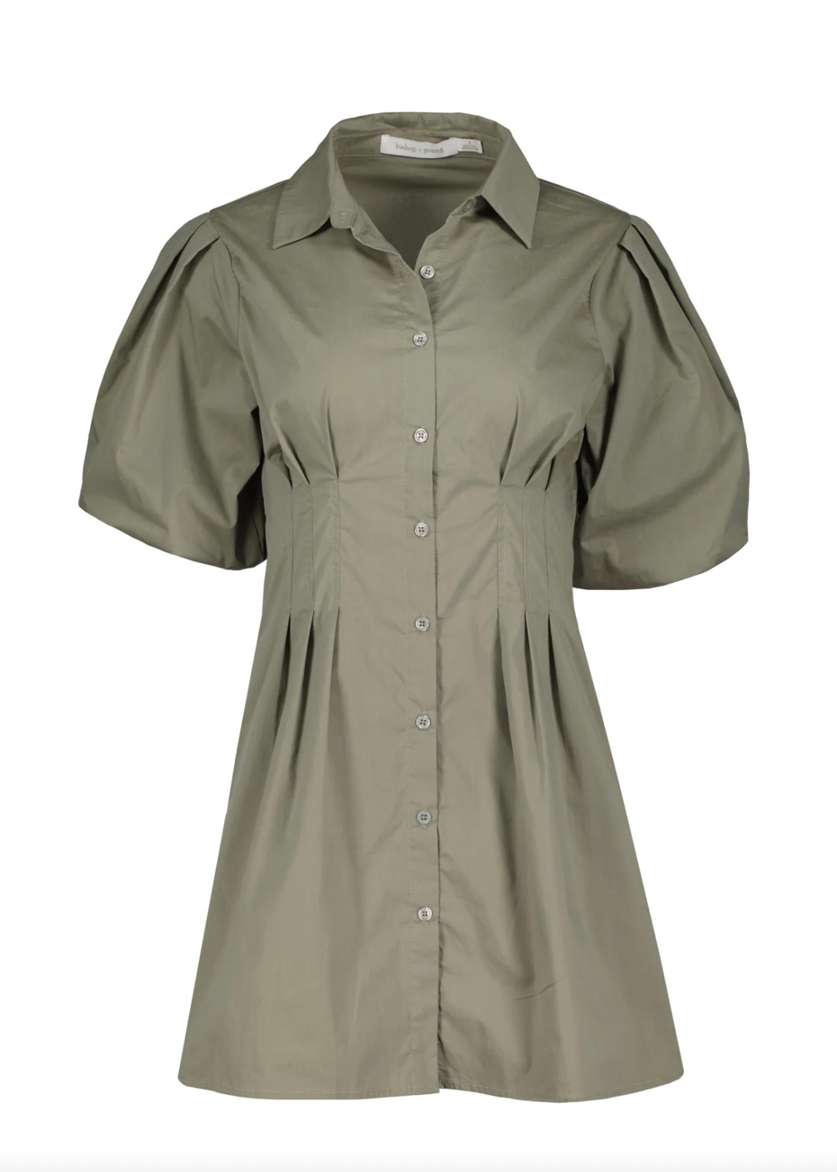 Elitaire Boutique Jackie Bubble Sleeve Dress in Olive