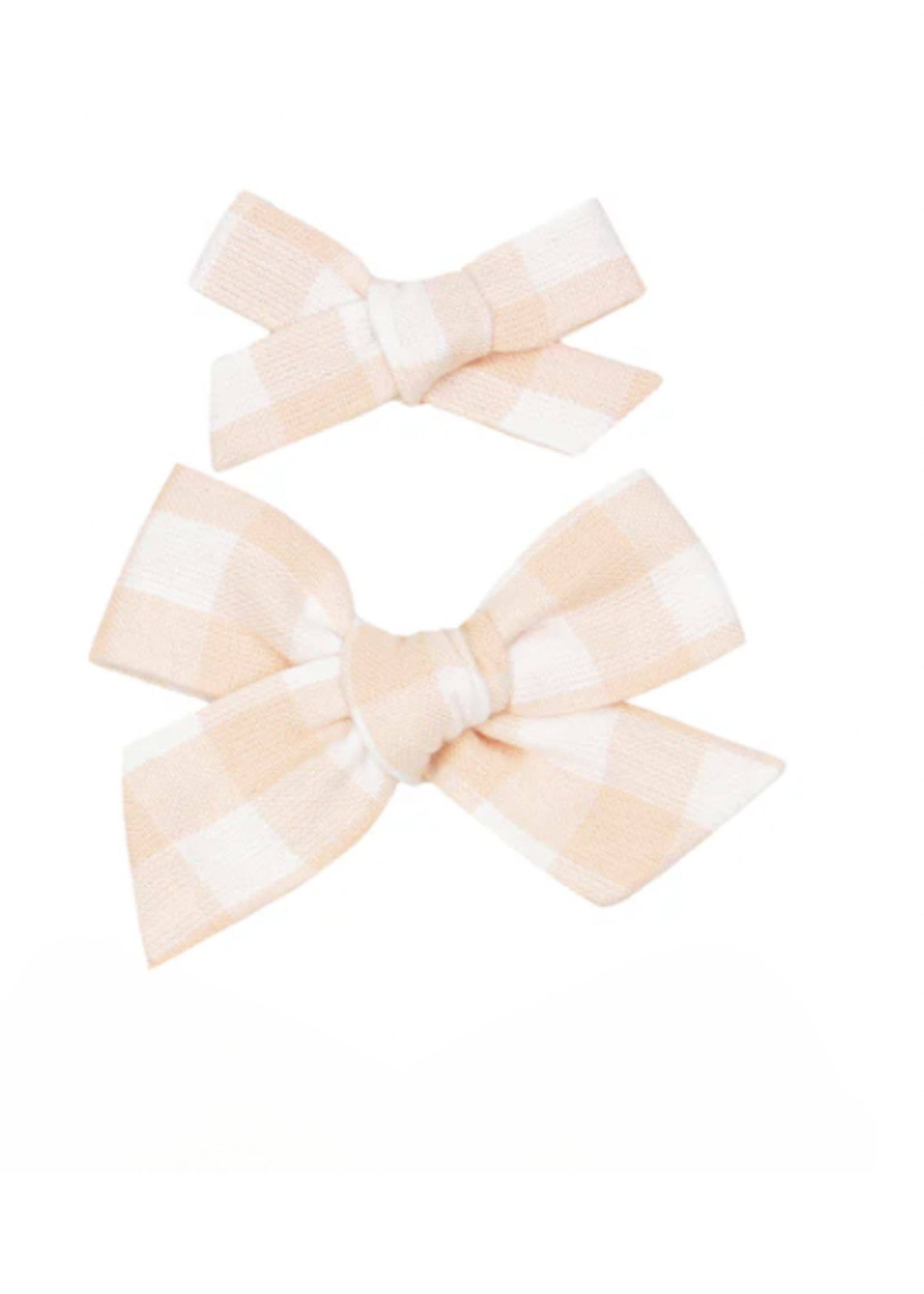 Elitaire Petite Linen Bow Hair Clip - Peach Gingham