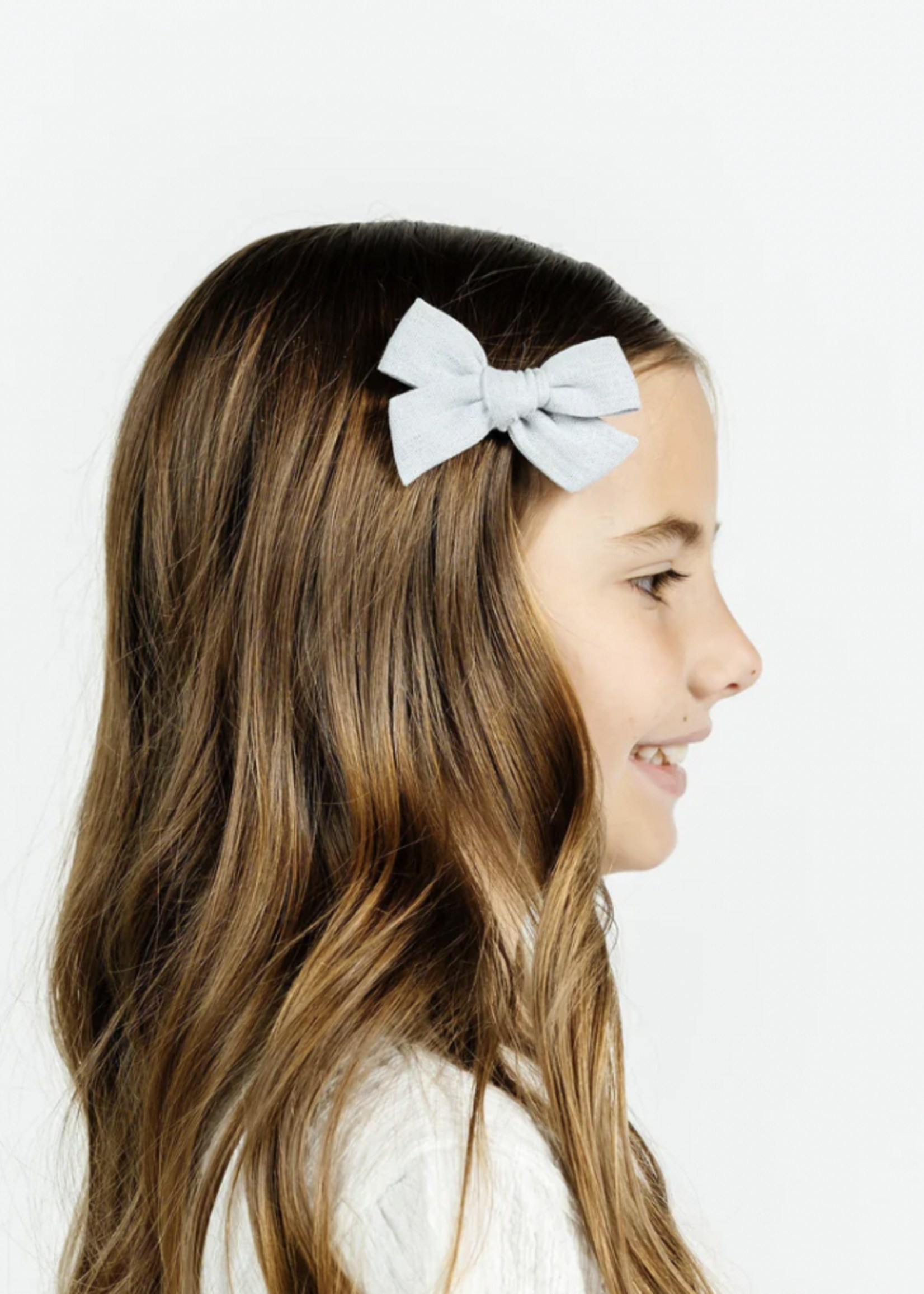 Elitaire Petite Linen Bow Hair Clip - Dove