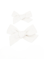 Elitaire Petite Linen Bow Hair Clip - White