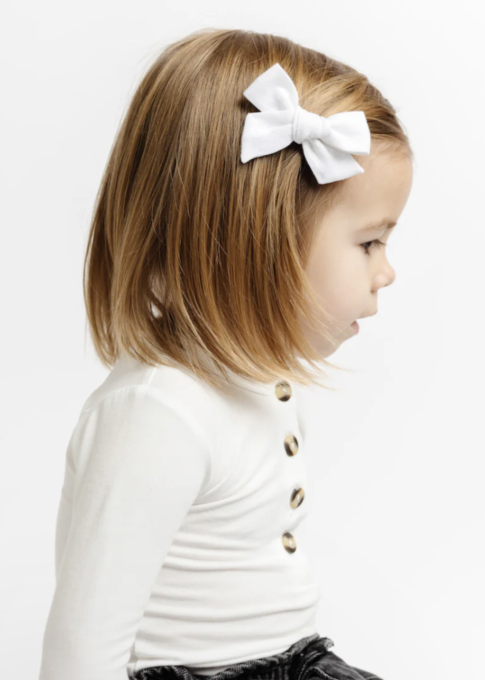 Elitaire Petite Linen Bow Hair Clip - White