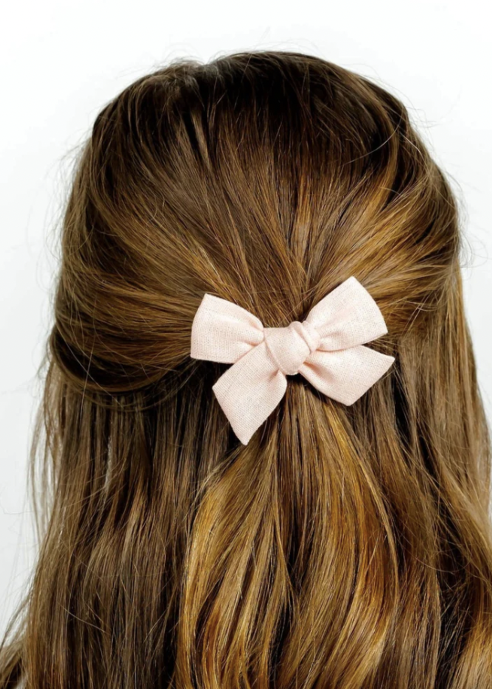 Elitaire Petite Linen Bow Hair Clip - Ballet Pink
