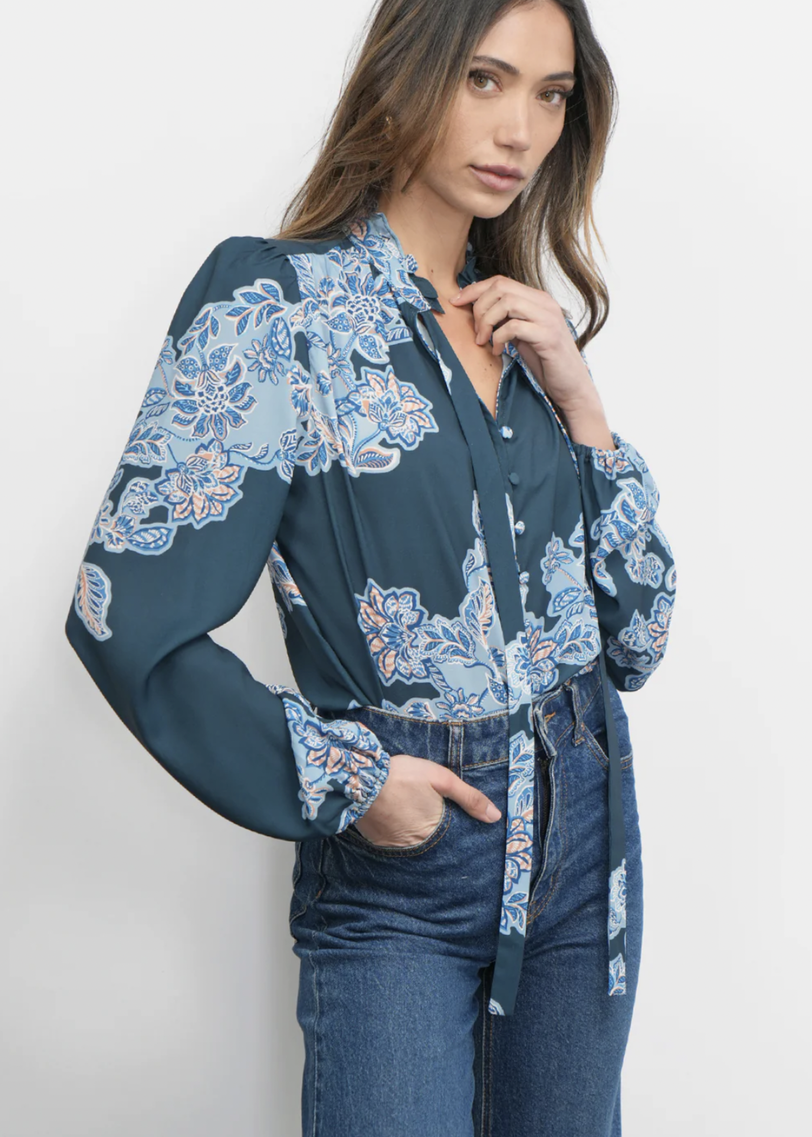 Elitaire Boutique Cierra Tie Neck Blouse