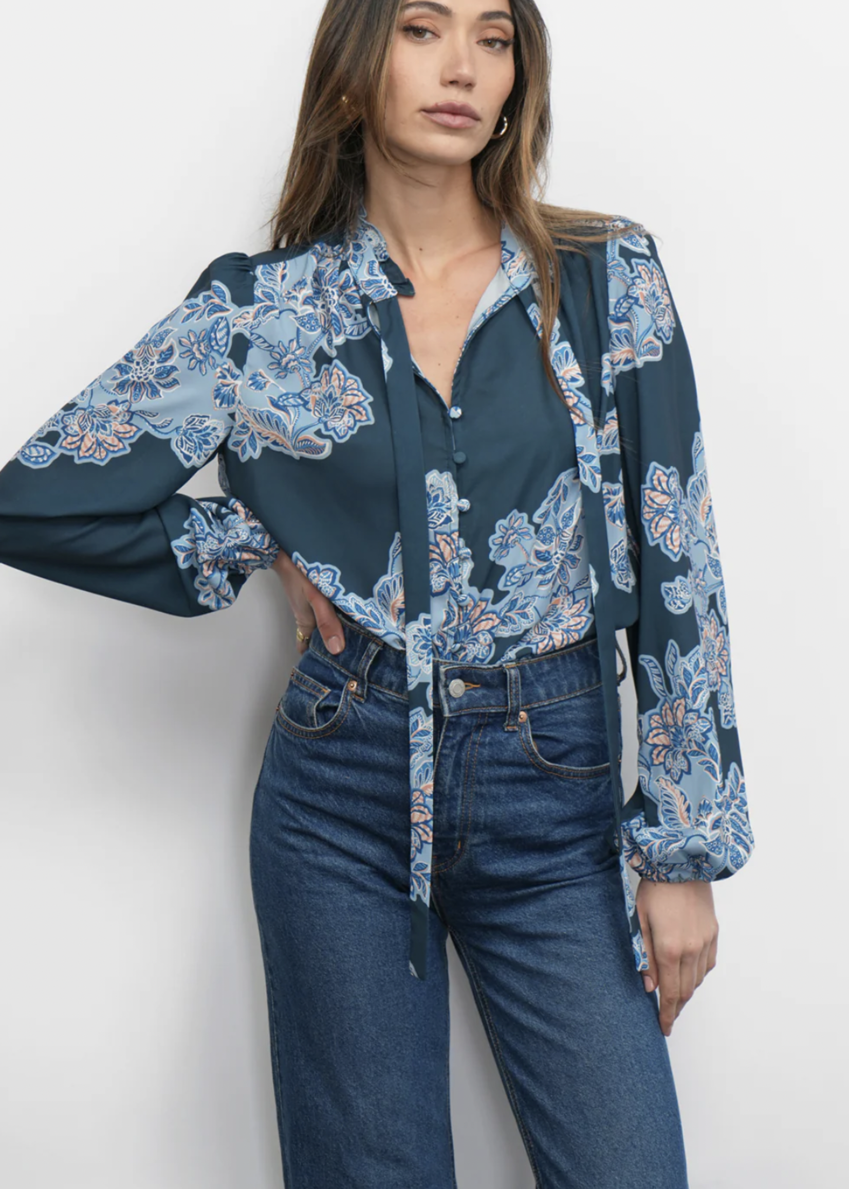 Elitaire Boutique Cierra Tie Neck Blouse