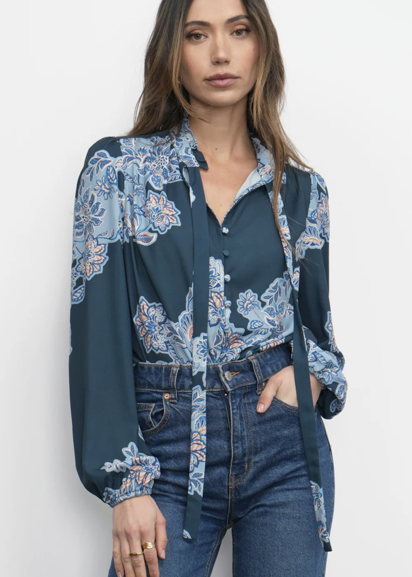 Elitaire Boutique Cierra Tie Neck Blouse