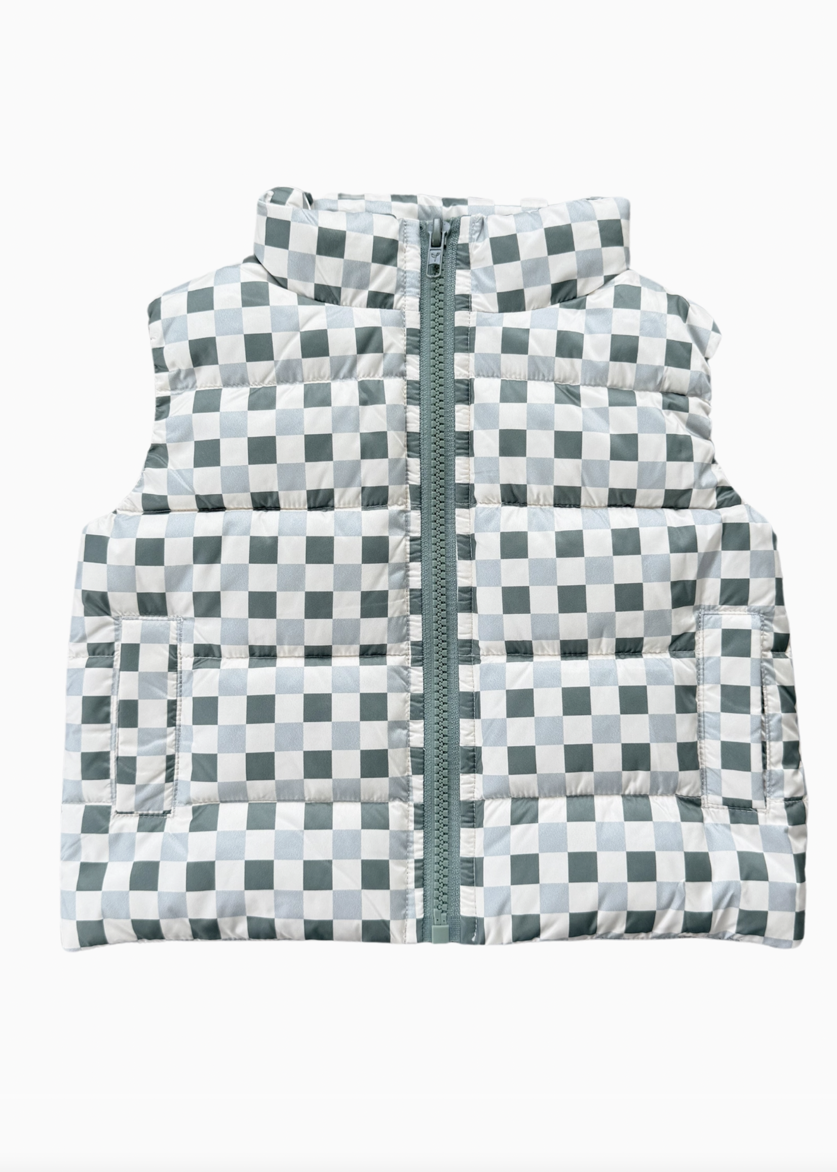 Elitaire Petite Fern Checkered Puffer Vest