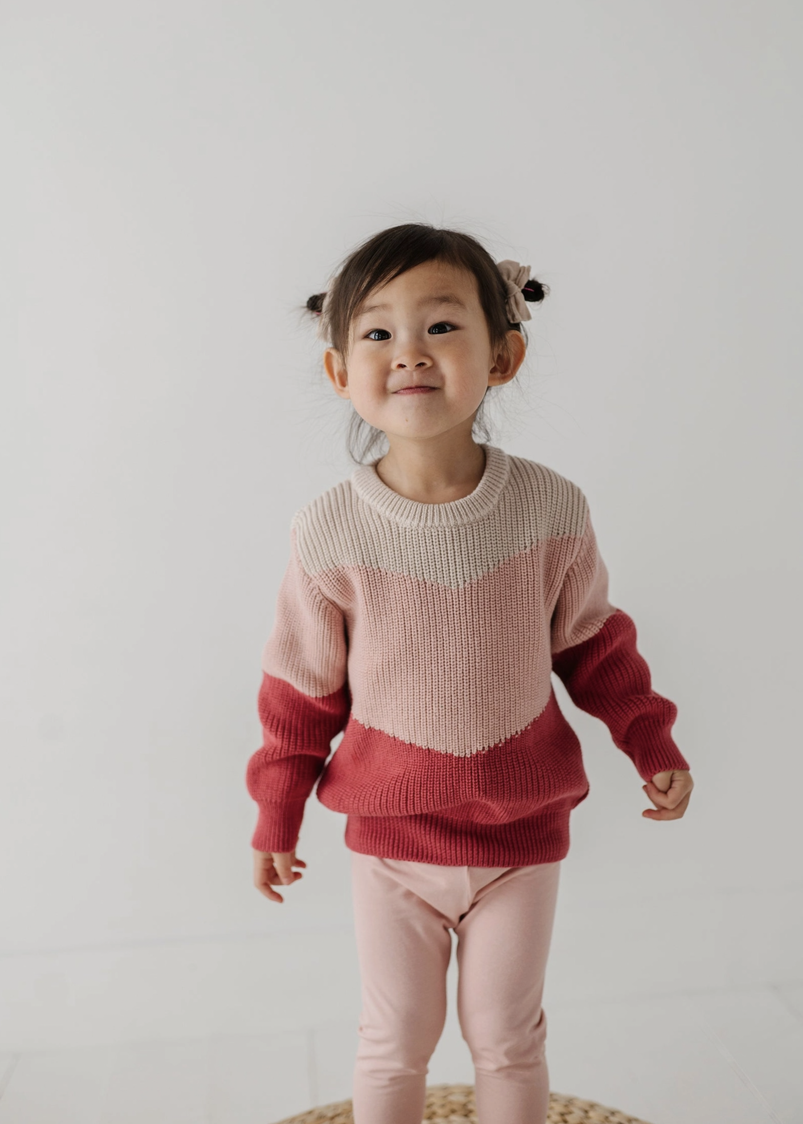 Elitaire Petite Colorblock Sweater in Misty Rose