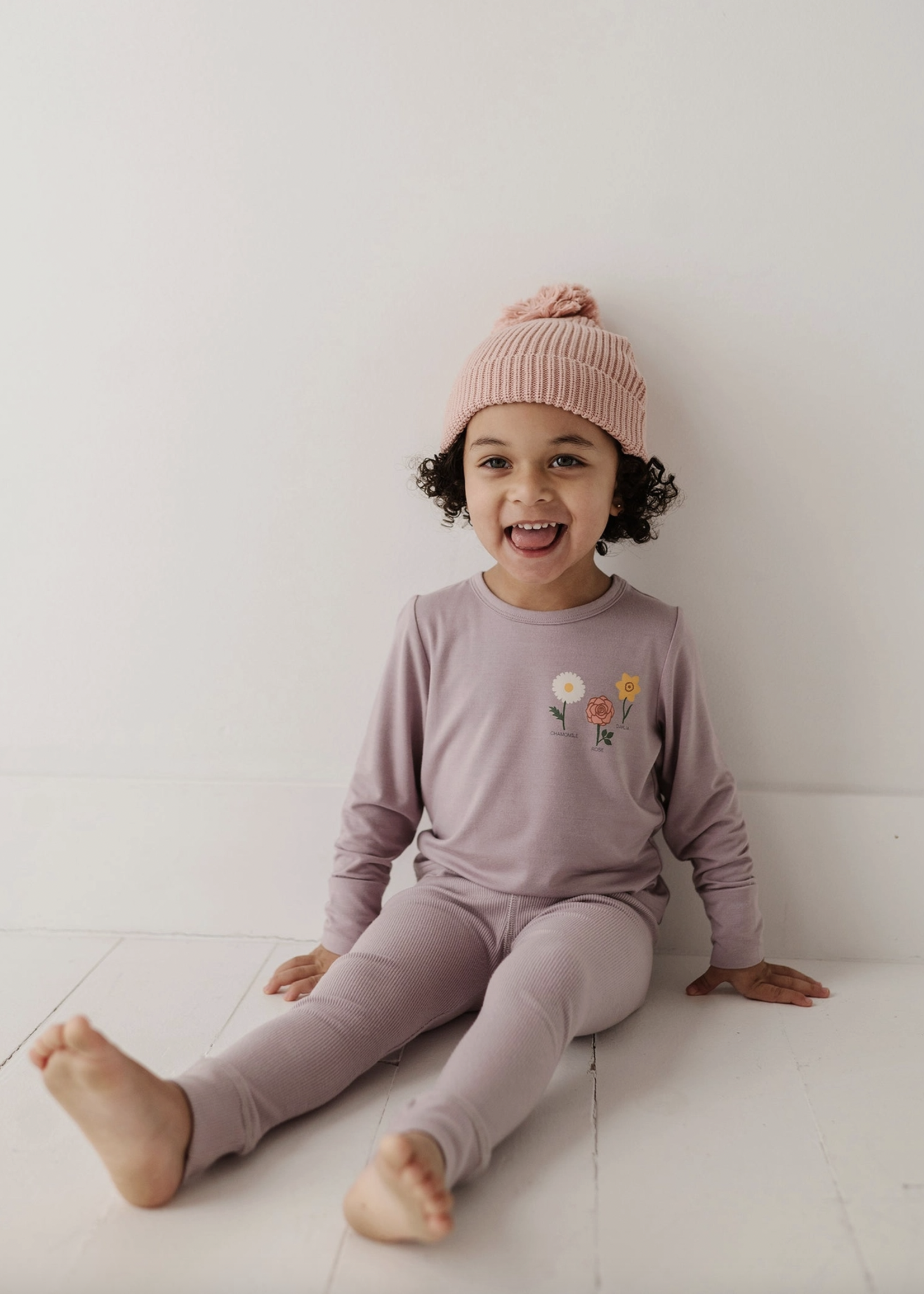 Elitaire Petite Knit Pom Hat in Misty Rose