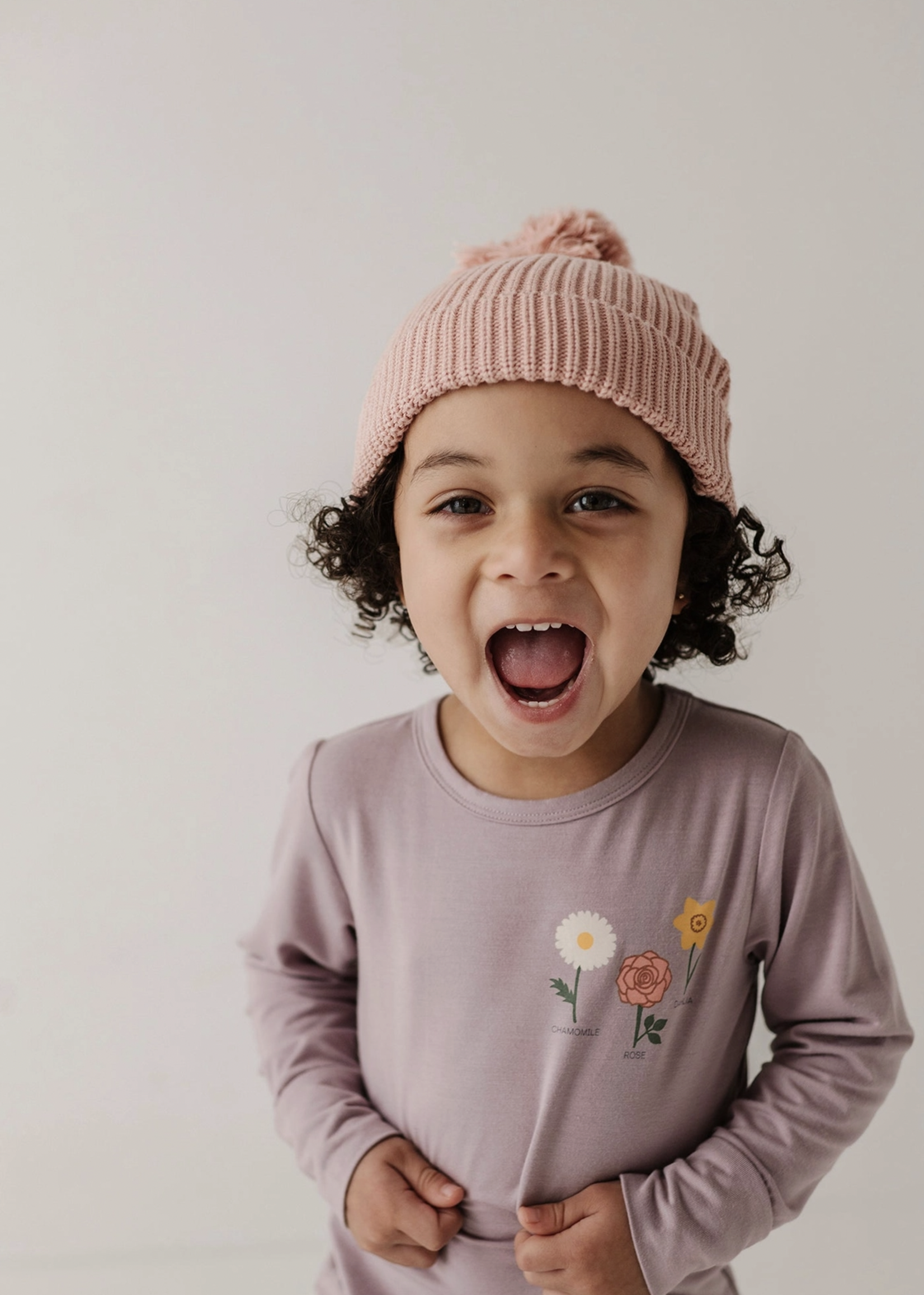 Elitaire Petite Knit Pom Hat in Misty Rose