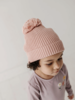 Elitaire Petite Knit Pom Hat in Misty Rose