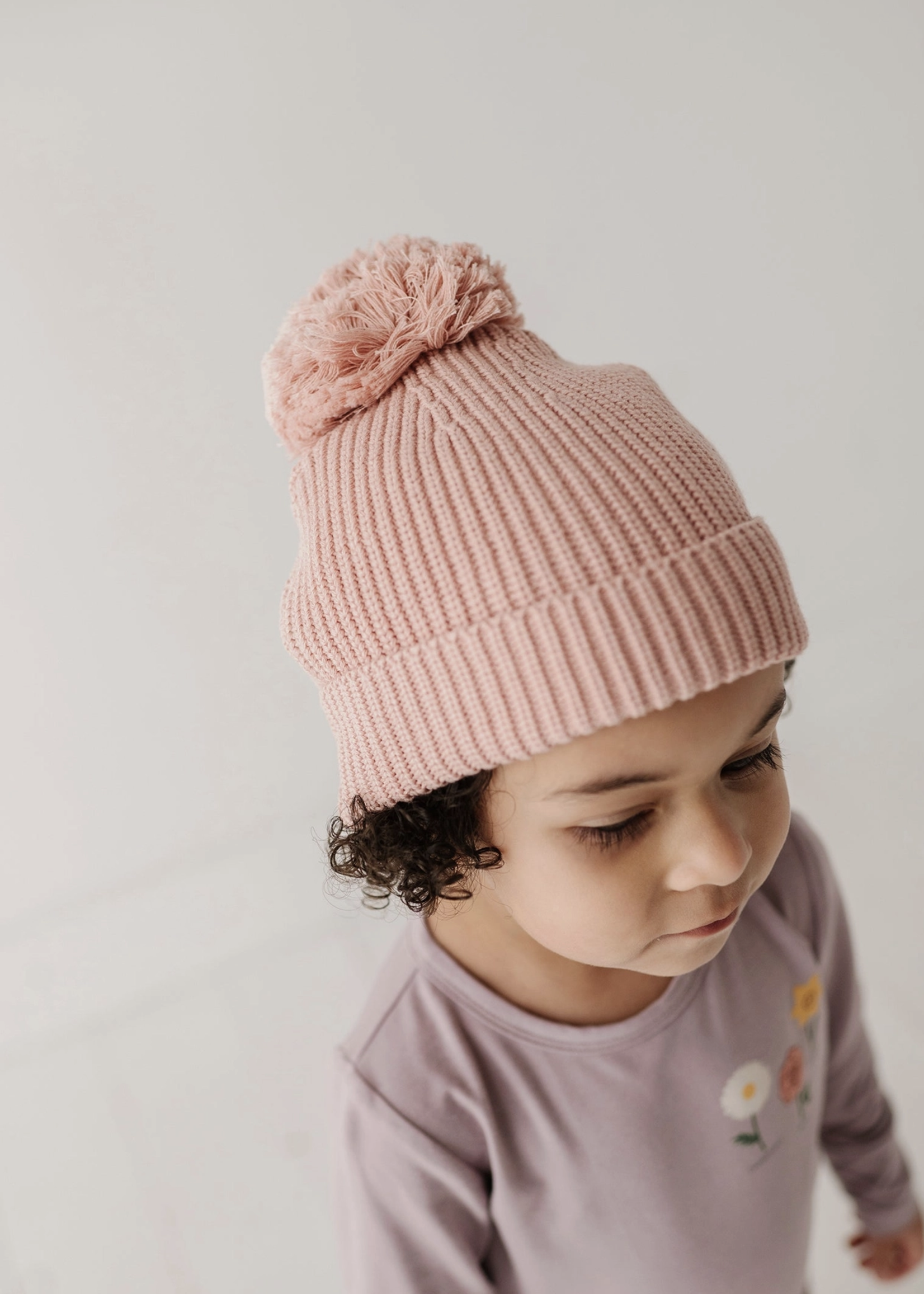Elitaire Petite Knit Pom Hat in Misty Rose