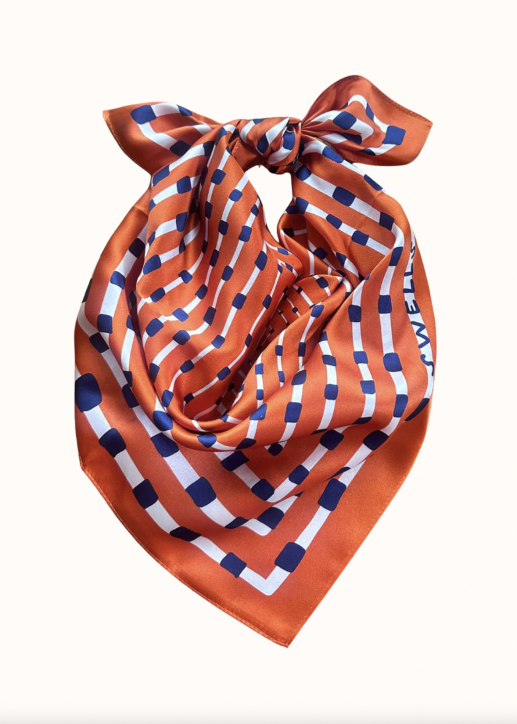 Elitaire Boutique Orange + Navy Silk Gameday Scarf by Swells