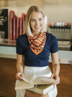 Elitaire Boutique Orange + Navy Silk Gameday Scarf by Swells