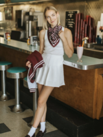 Elitaire Boutique Maroon + Grey Silk Gameday Scarf by Swells