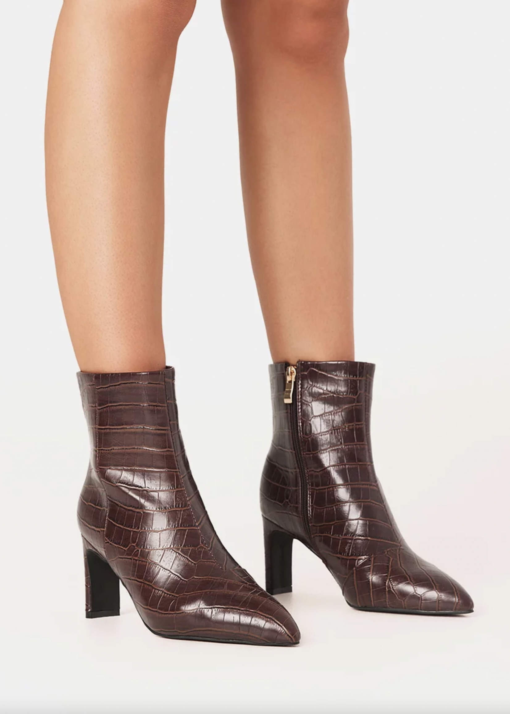 Elitaire Boutique Alden Ankle Boot in Chocolate Croc