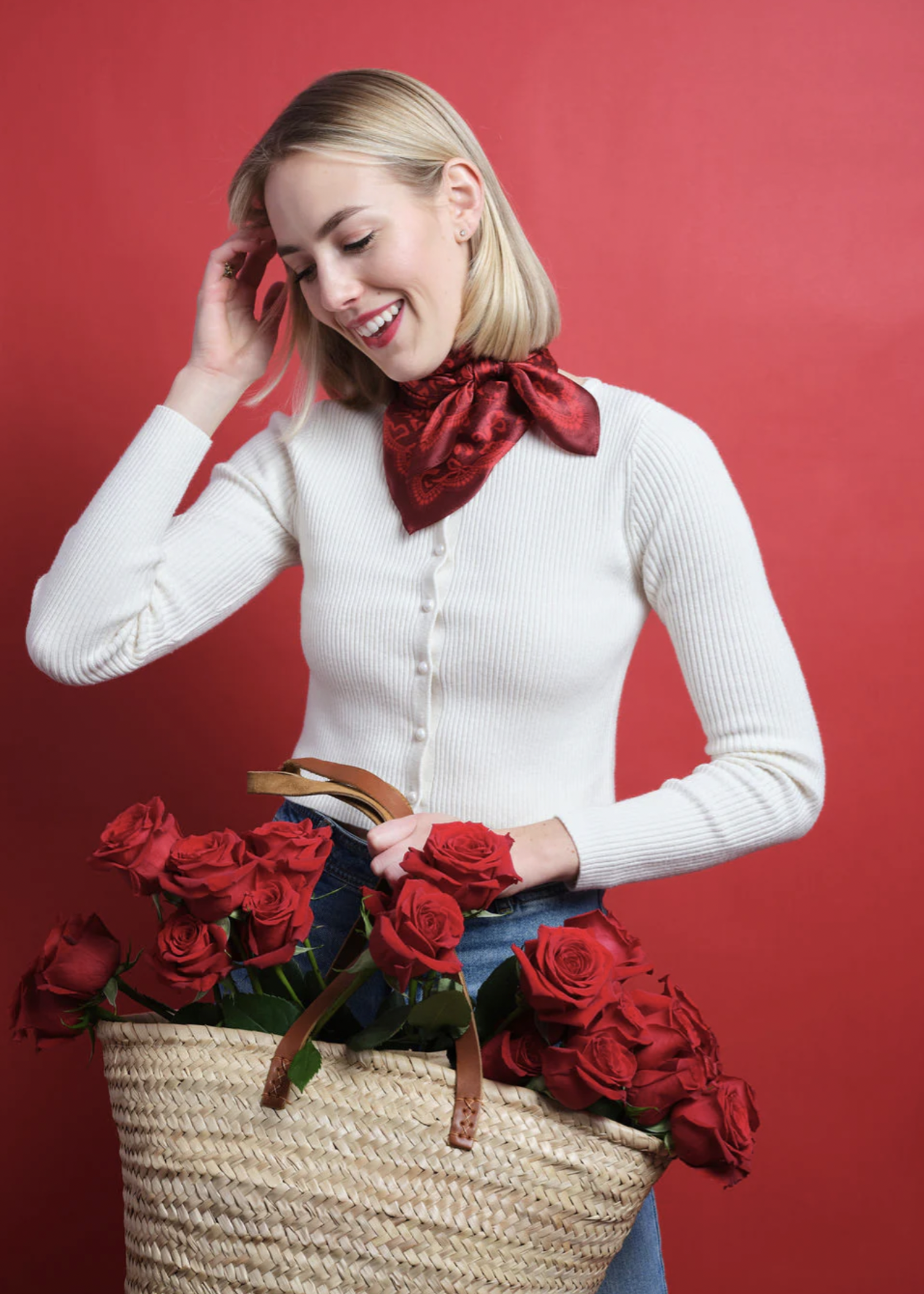 Elitaire Boutique Cherry Lace Silk Scarf by Swells