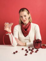 Elitaire Boutique Cherry Lace Silk Scarf by Swells