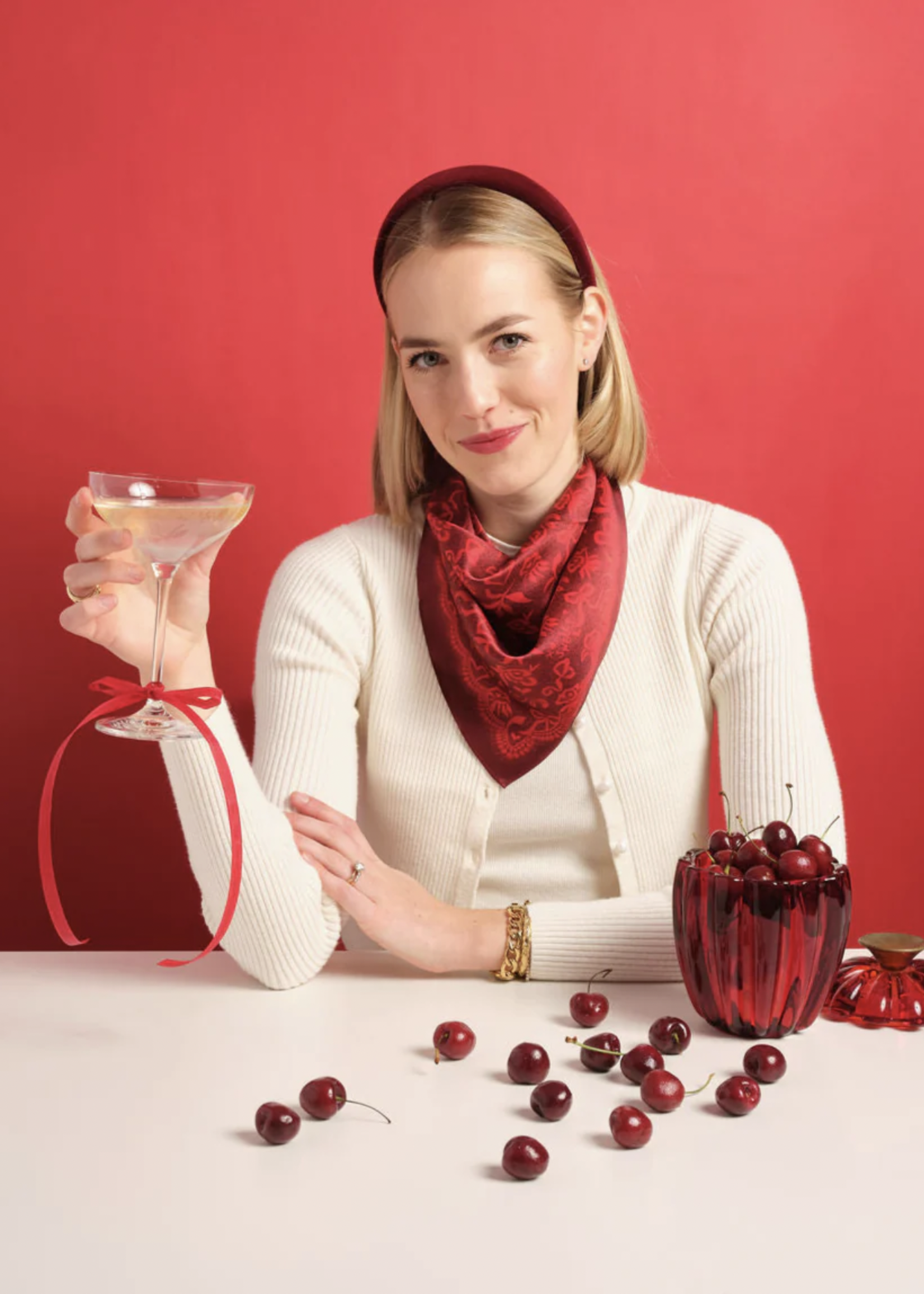 Elitaire Boutique Cherry Lace Silk Scarf by Swells