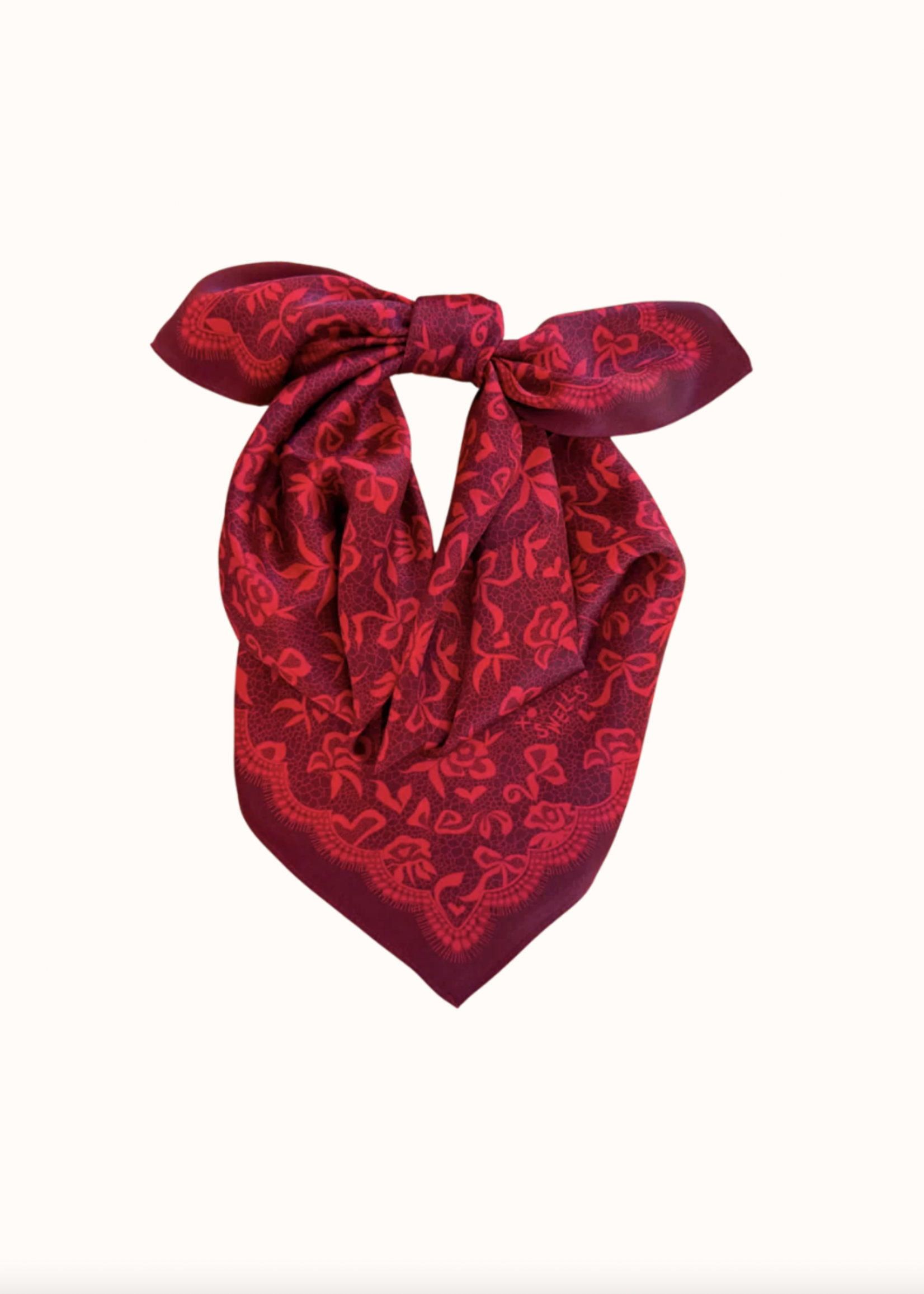 Elitaire Boutique Cherry Lace Silk Scarf by Swells