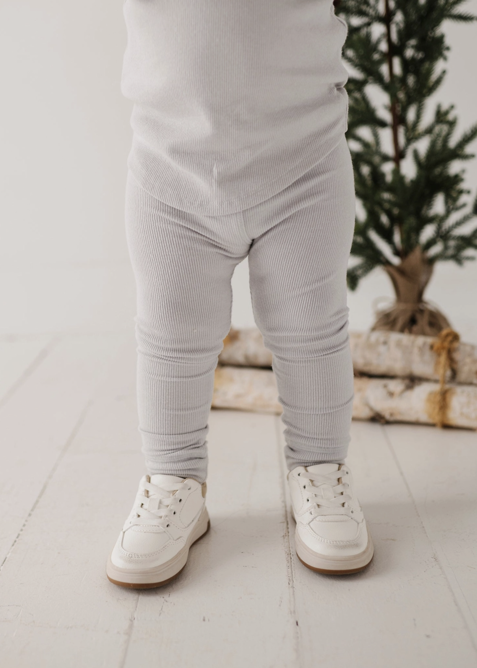 Elitaire Petite Cream Ribbed Leggings