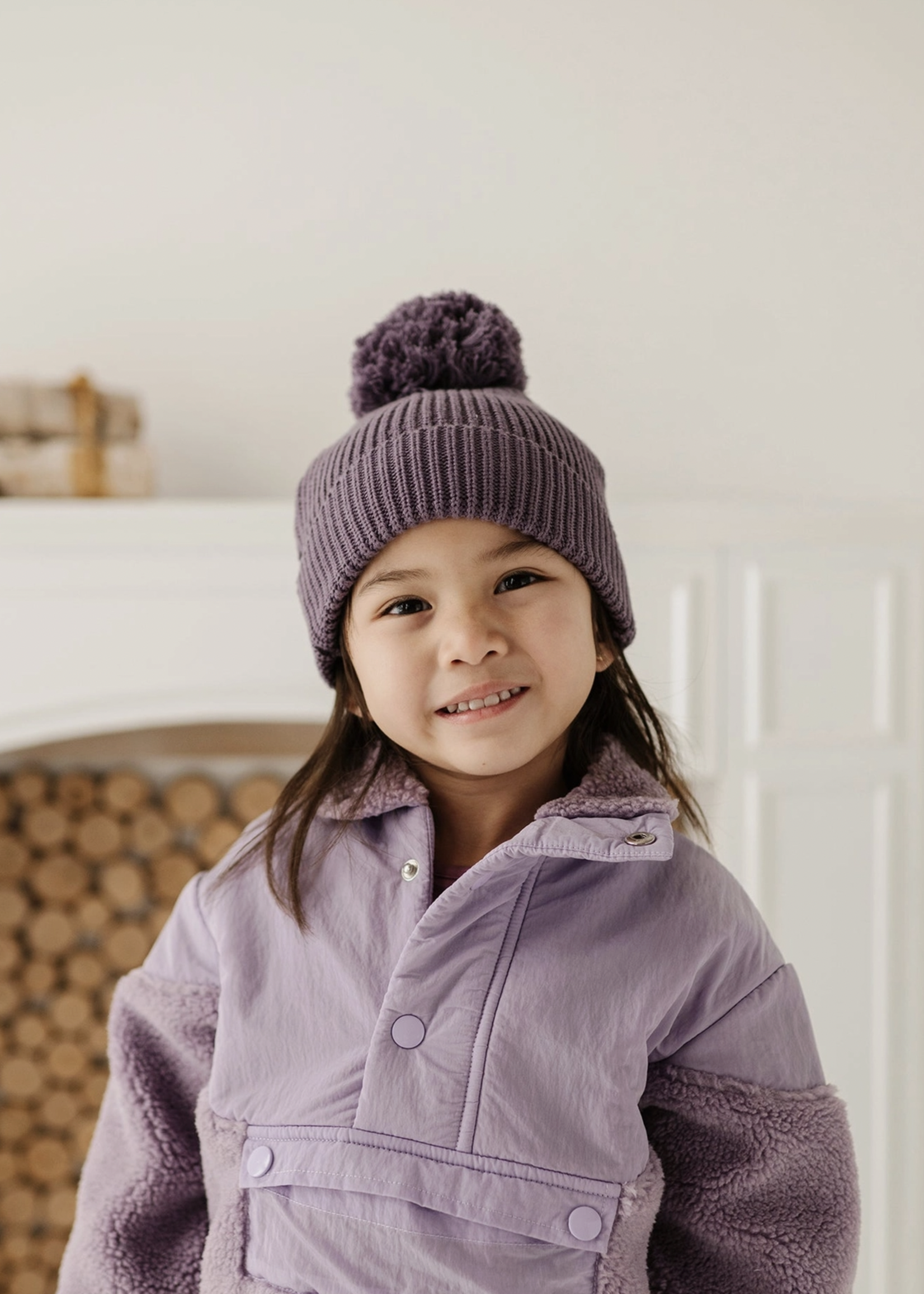 Elitaire Petite Knit Pom Hat in Plum