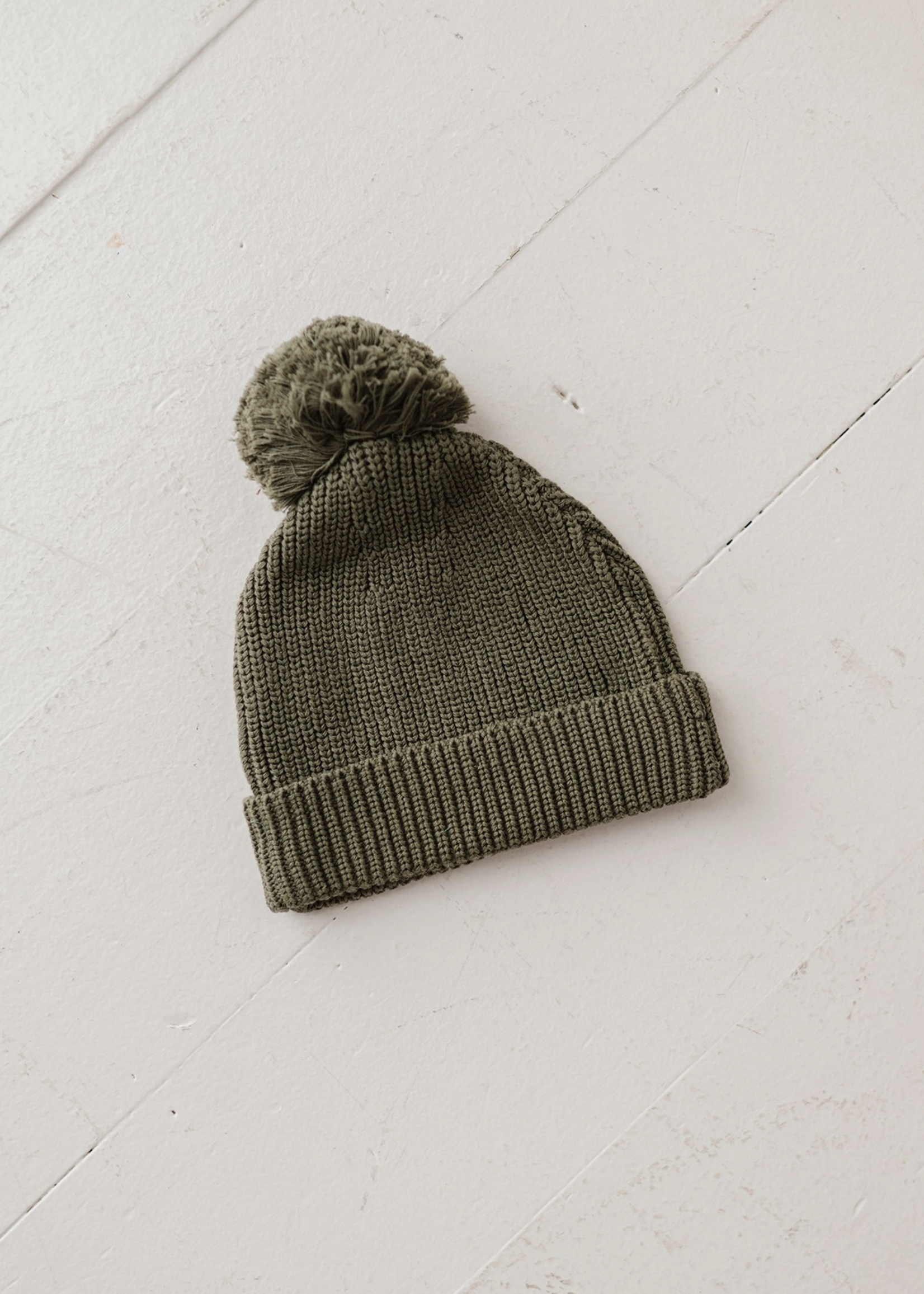 Elitaire Petite Knit Pom Hat in Olive
