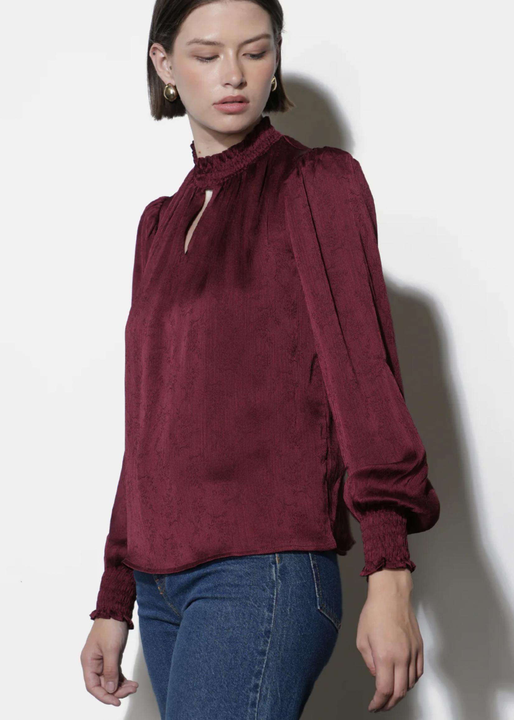 Elitaire Boutique Mika Smocked Neck Blouse