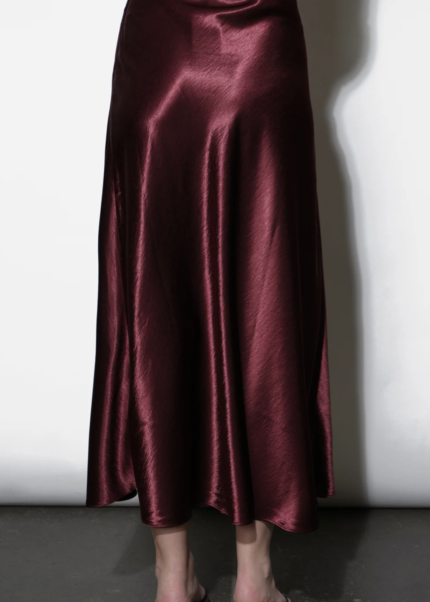Elitaire Boutique Paige Midi Slip Skirt in Dark Cherry