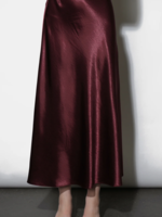 Elitaire Boutique Paige Midi Slip Skirt in Dark Cherry