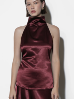 Elitaire Boutique Paige Cowl Halter Top in Dark Cherry