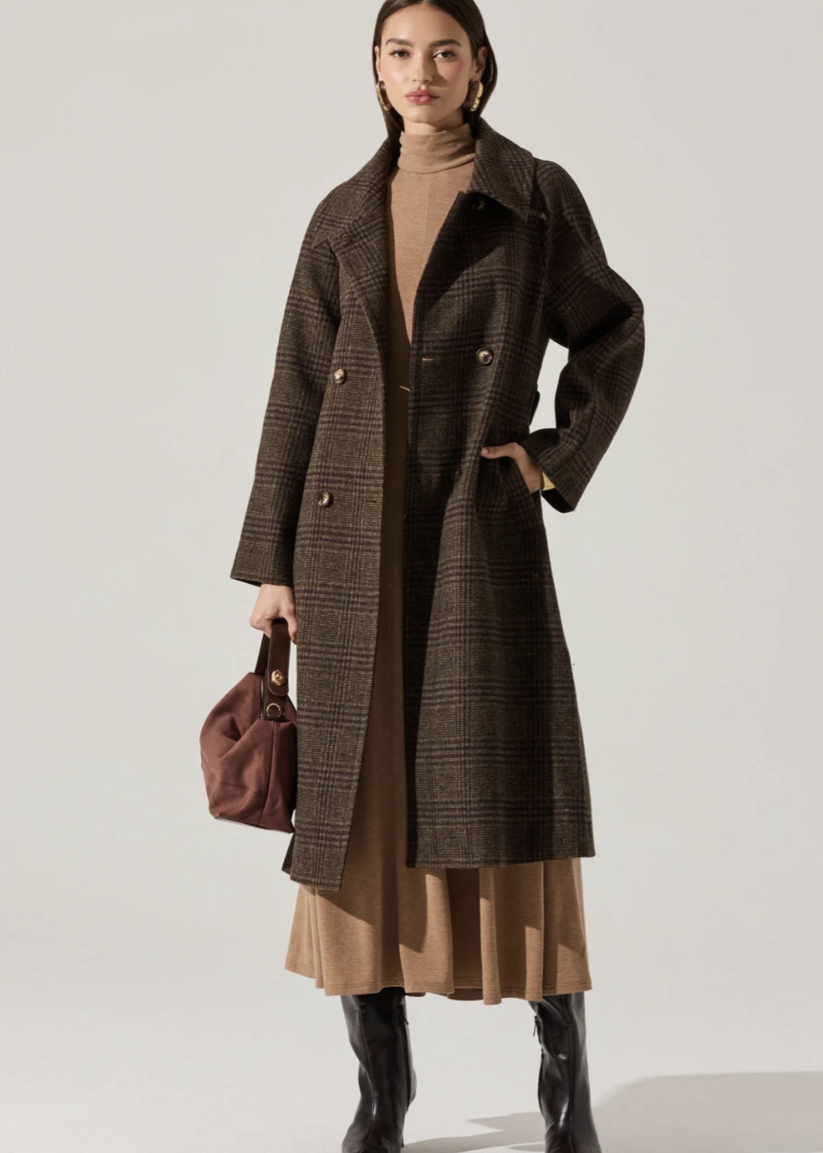 Elitaire Boutique Seeley Brown Plaid Coat