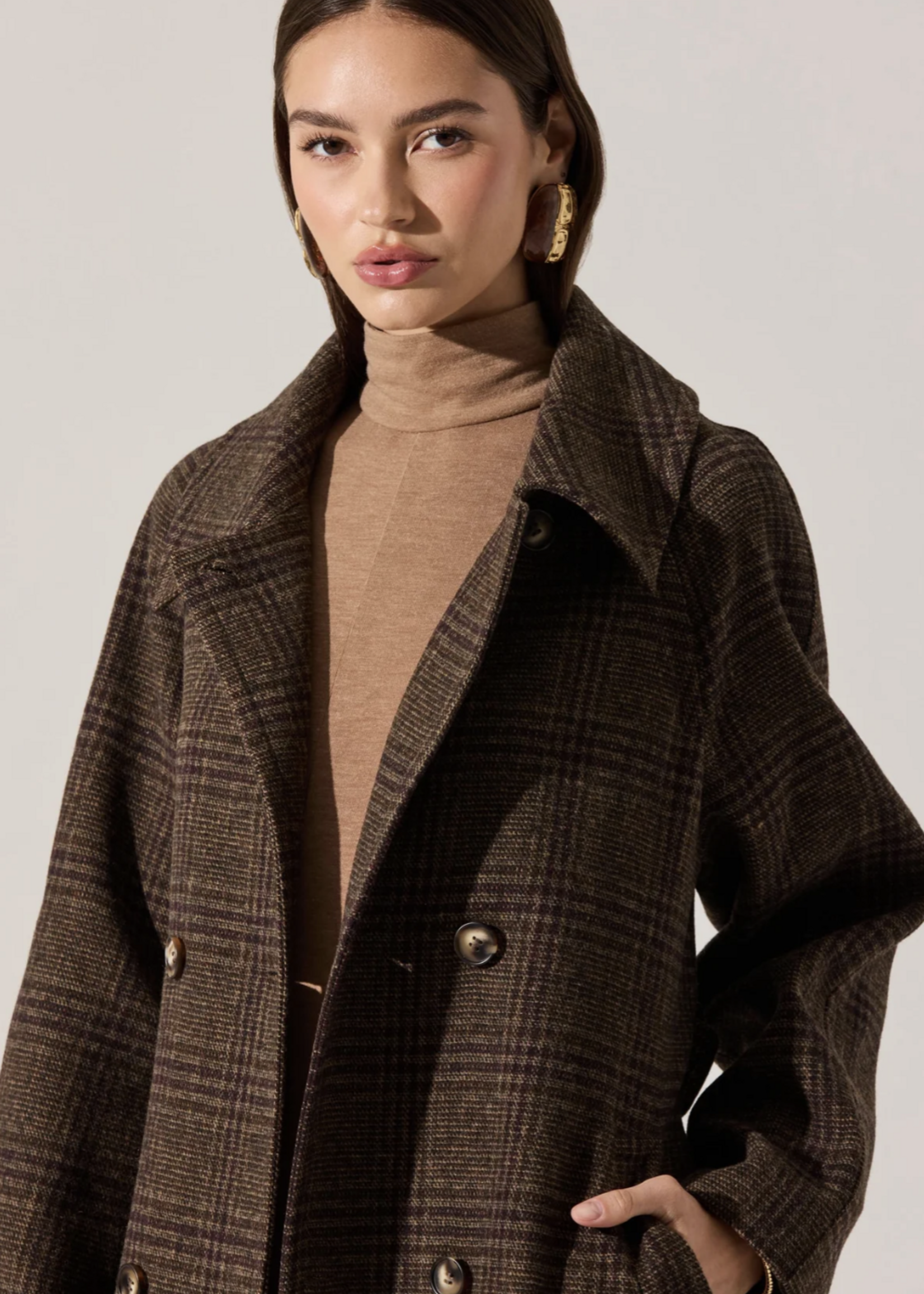 Elitaire Boutique Seeley Brown Plaid Coat