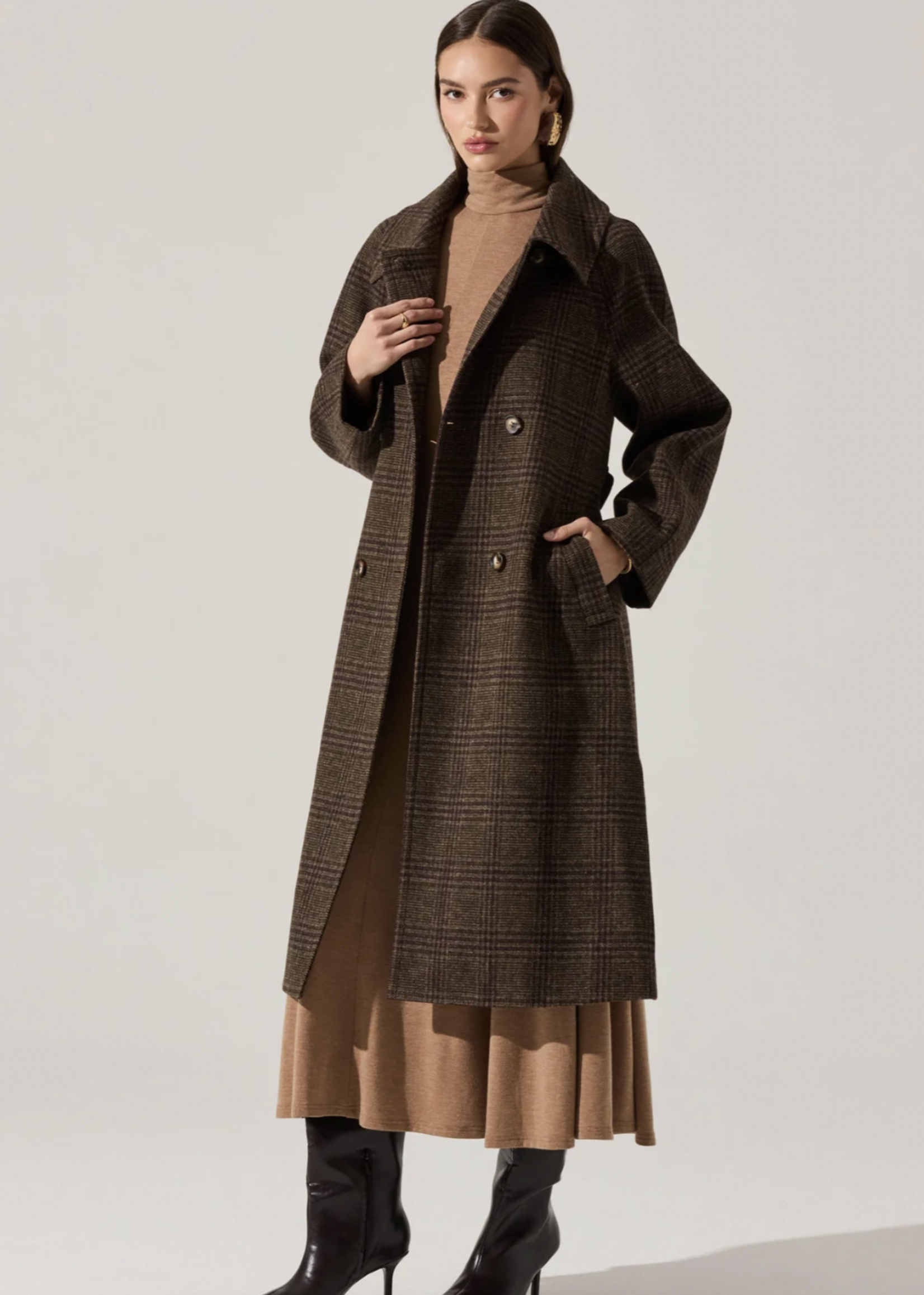 Elitaire Boutique Seeley Brown Plaid Coat