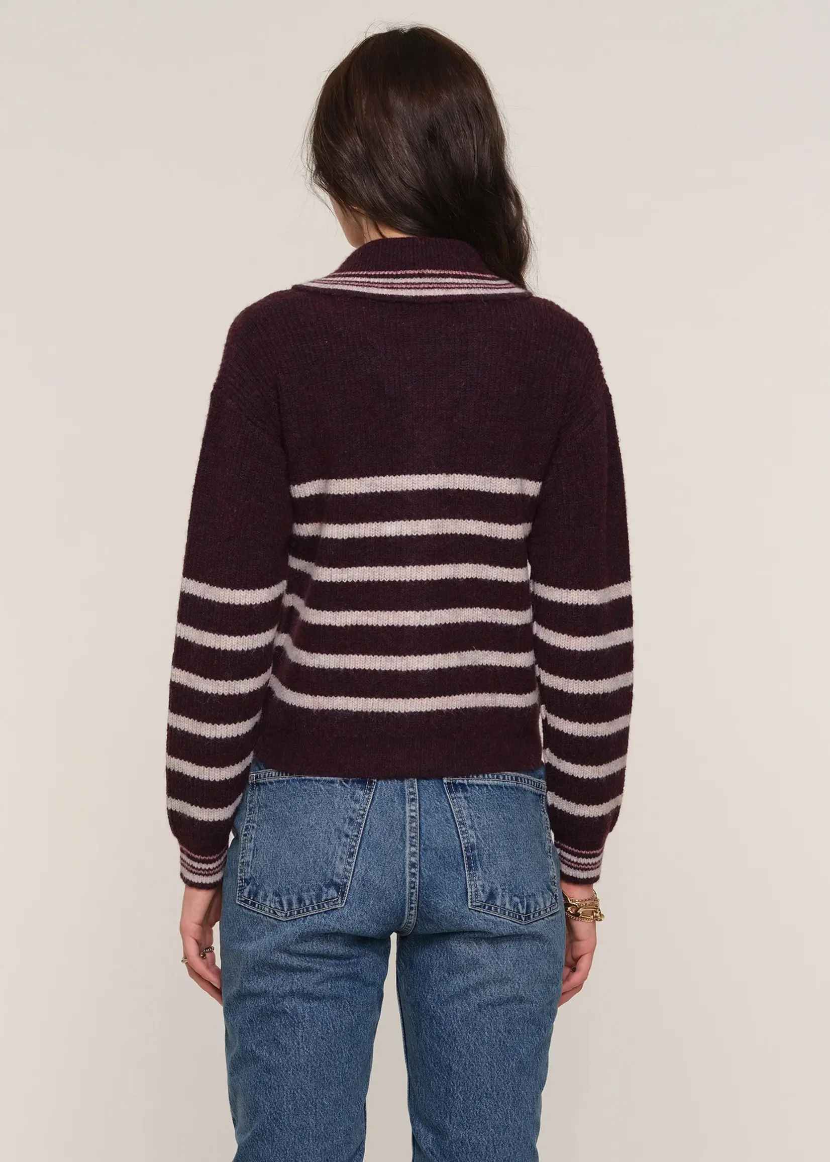 Elitaire Boutique Plum Striped Cardigan