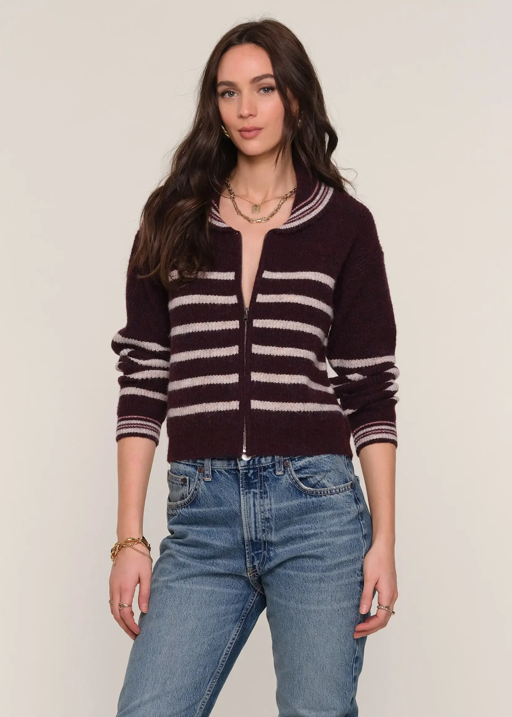 Elitaire Boutique Plum Striped Cardigan