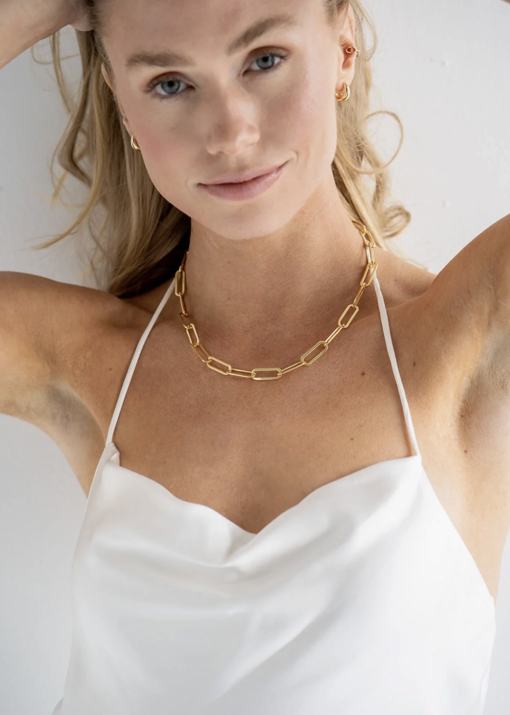 Elitaire Boutique Chunky Paper Clip Chain Necklace - 18k Gold