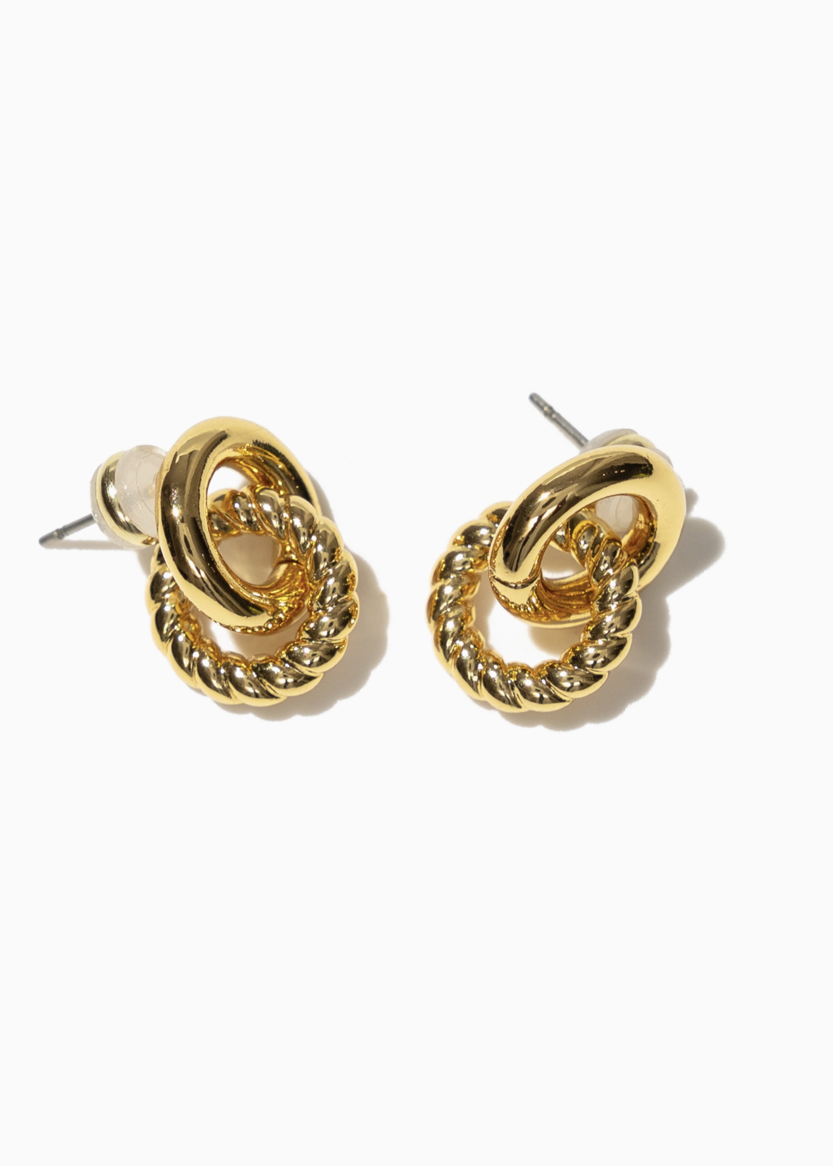 Elitaire Boutique Smooth and Twisted Interlocking Studs - Gold