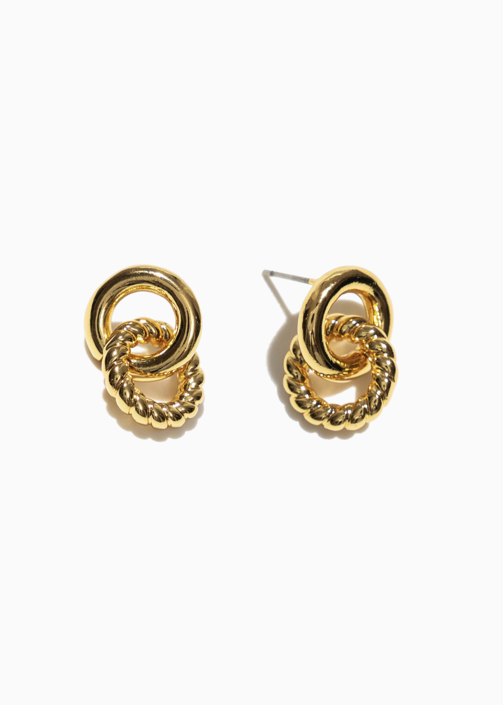 Elitaire Boutique Smooth and Twisted Interlocking Studs - Gold