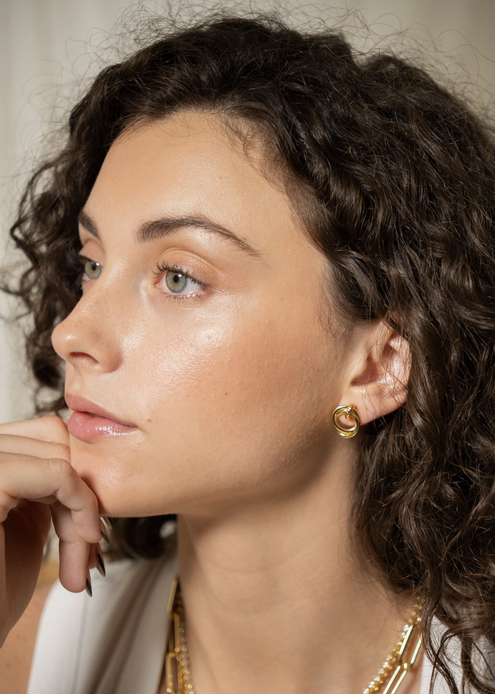 Elitaire Boutique Looped Duo Studs - Gold