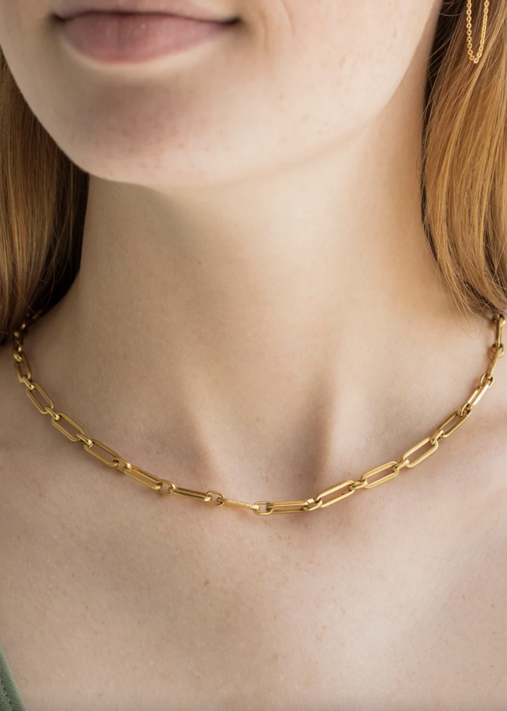 Elitaire Boutique Paper Clip Chain Necklace - Gold