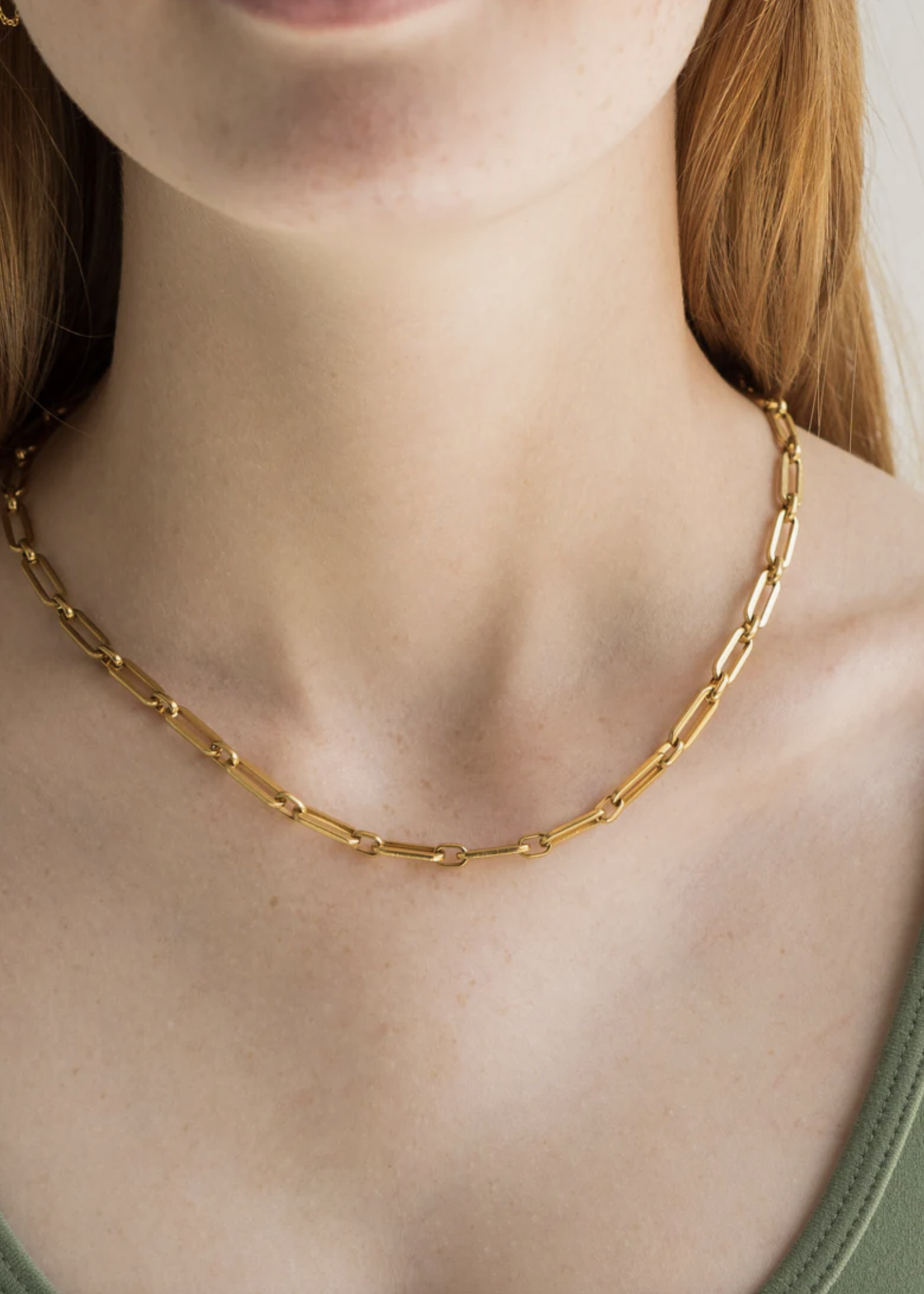 Elitaire Boutique Paper Clip Chain Necklace - Gold