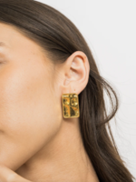 Elitaire Boutique Textured Rectangle Studs - Gold