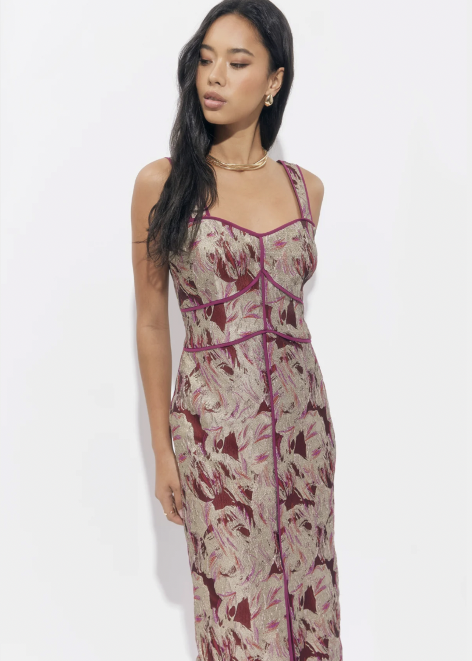 Elitaire Boutique Ella Jacquard Midi Dress