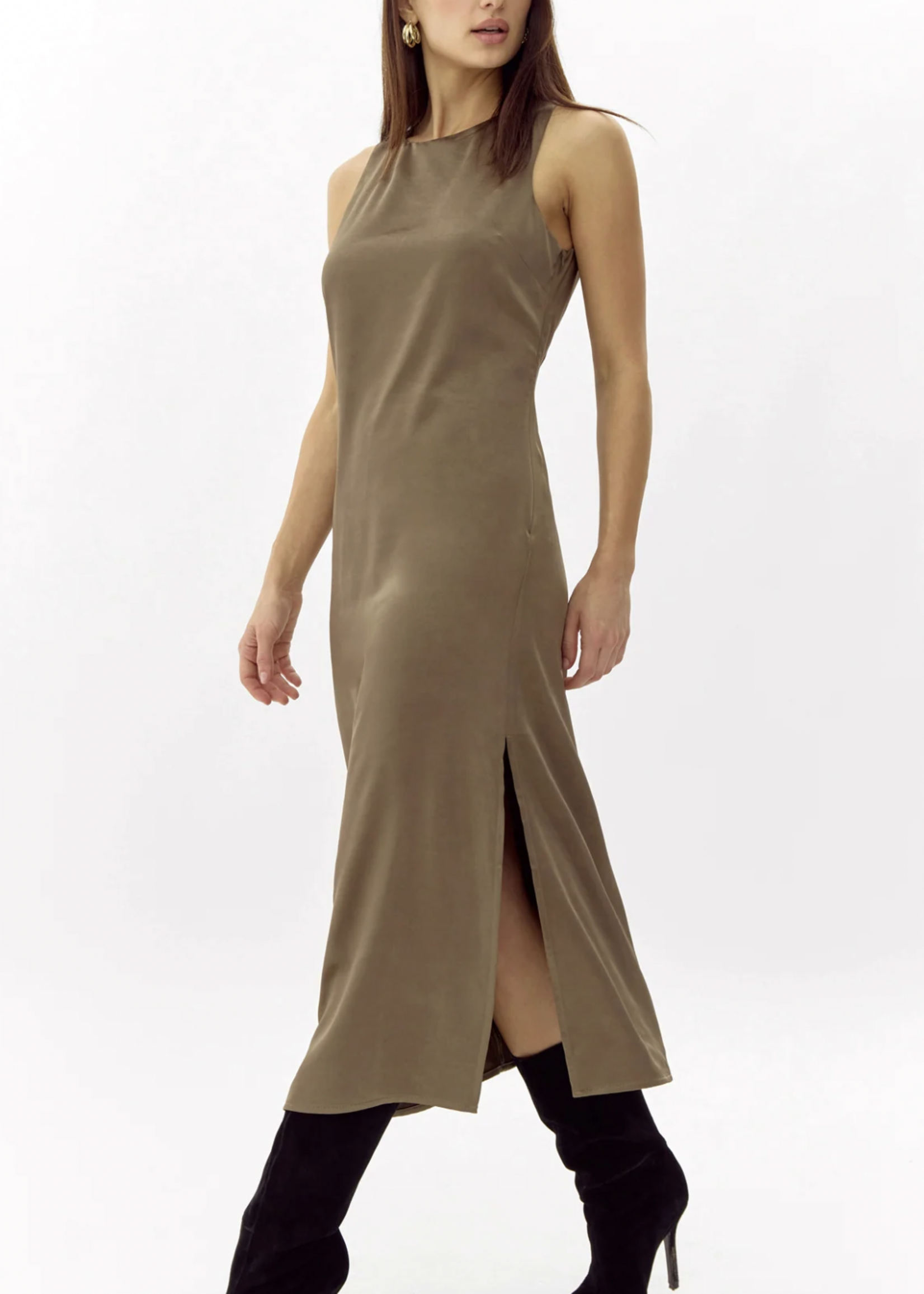 Elitaire Boutique Trina Satin Midi Dress