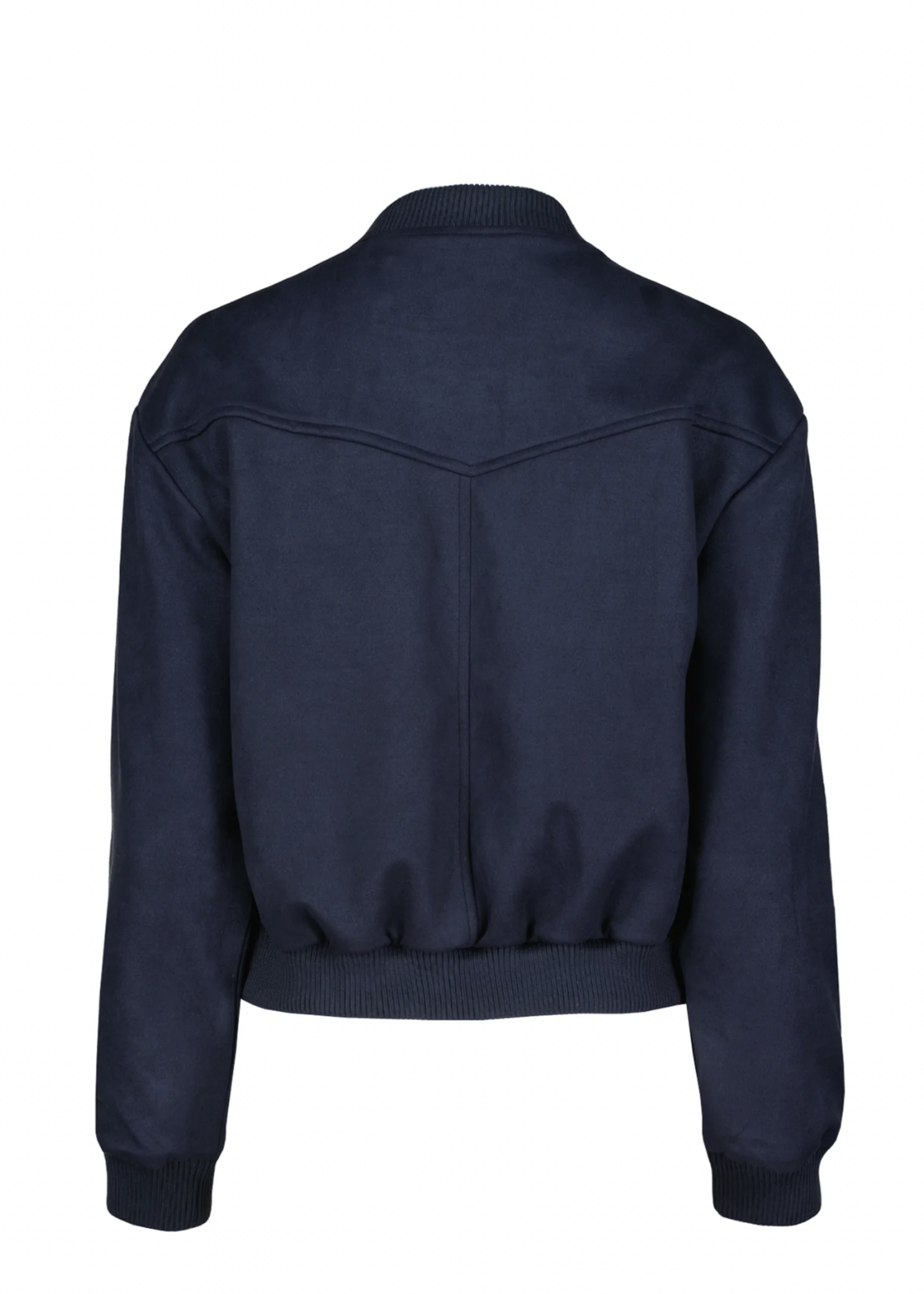 Elitaire Boutique Chelsea Faux Suede Bomber in Indigo