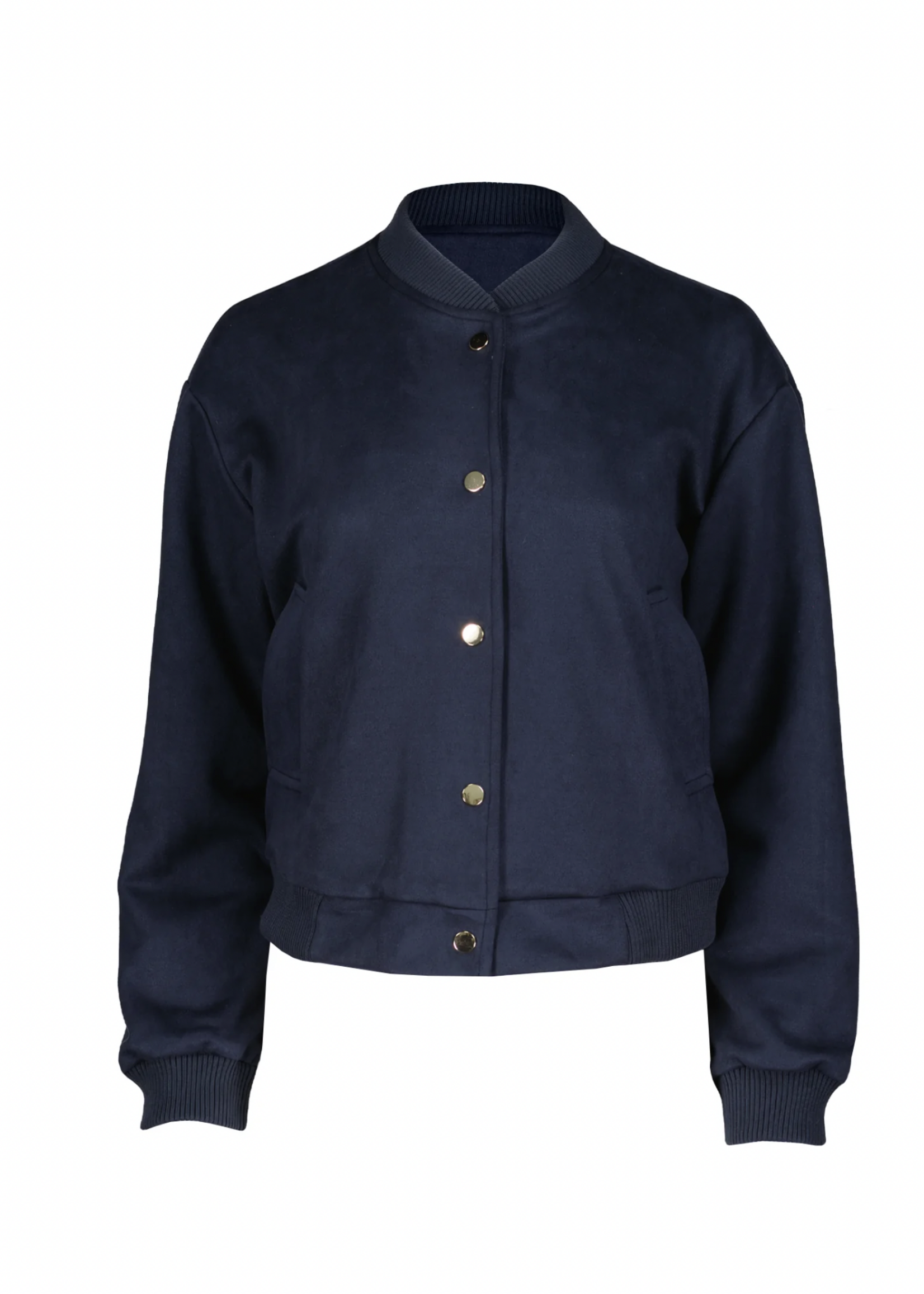 Elitaire Boutique Chelsea Faux Suede Bomber in Indigo
