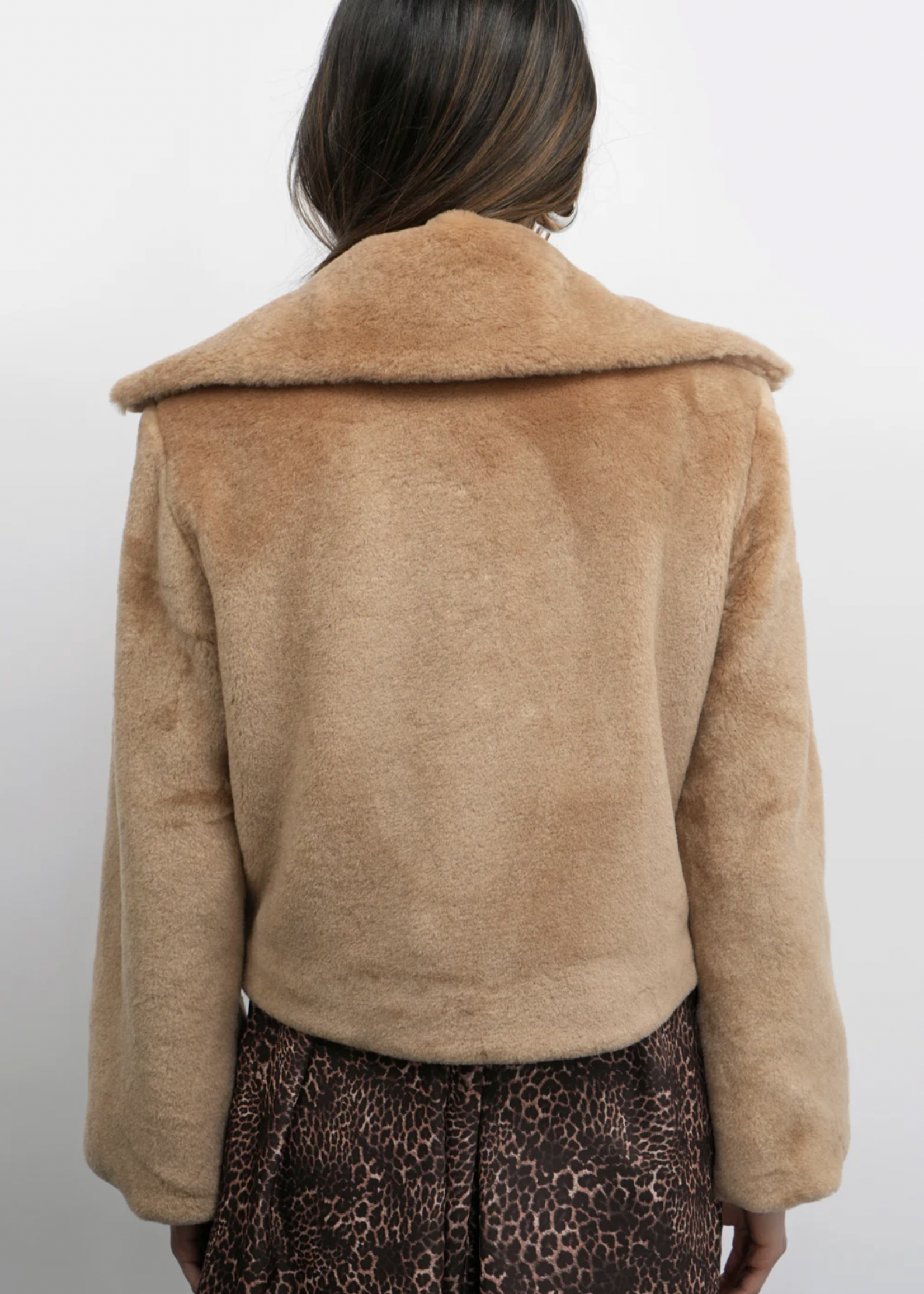 Elitaire Boutique Hailey Faux Fur Coat in Biscotti