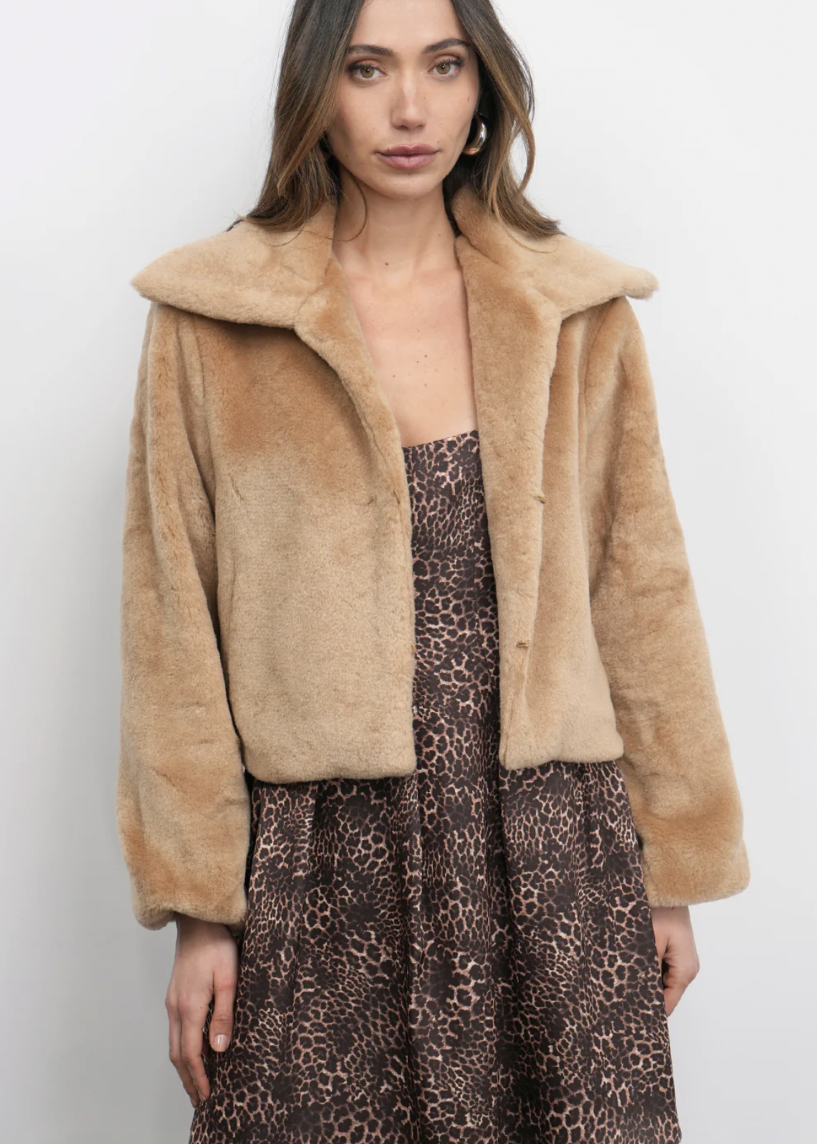 Elitaire Boutique Hailey Faux Fur Coat in Biscotti